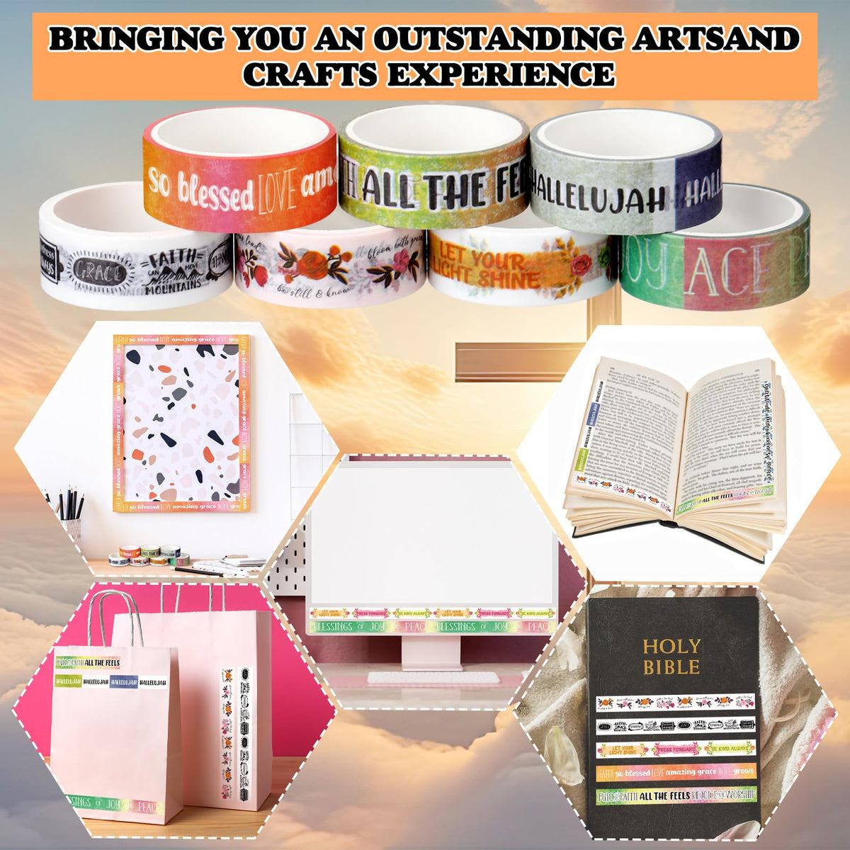 Janlaugh 24 Rolls Christian Washi Tape Gifts for Bible Journaling, Vintage