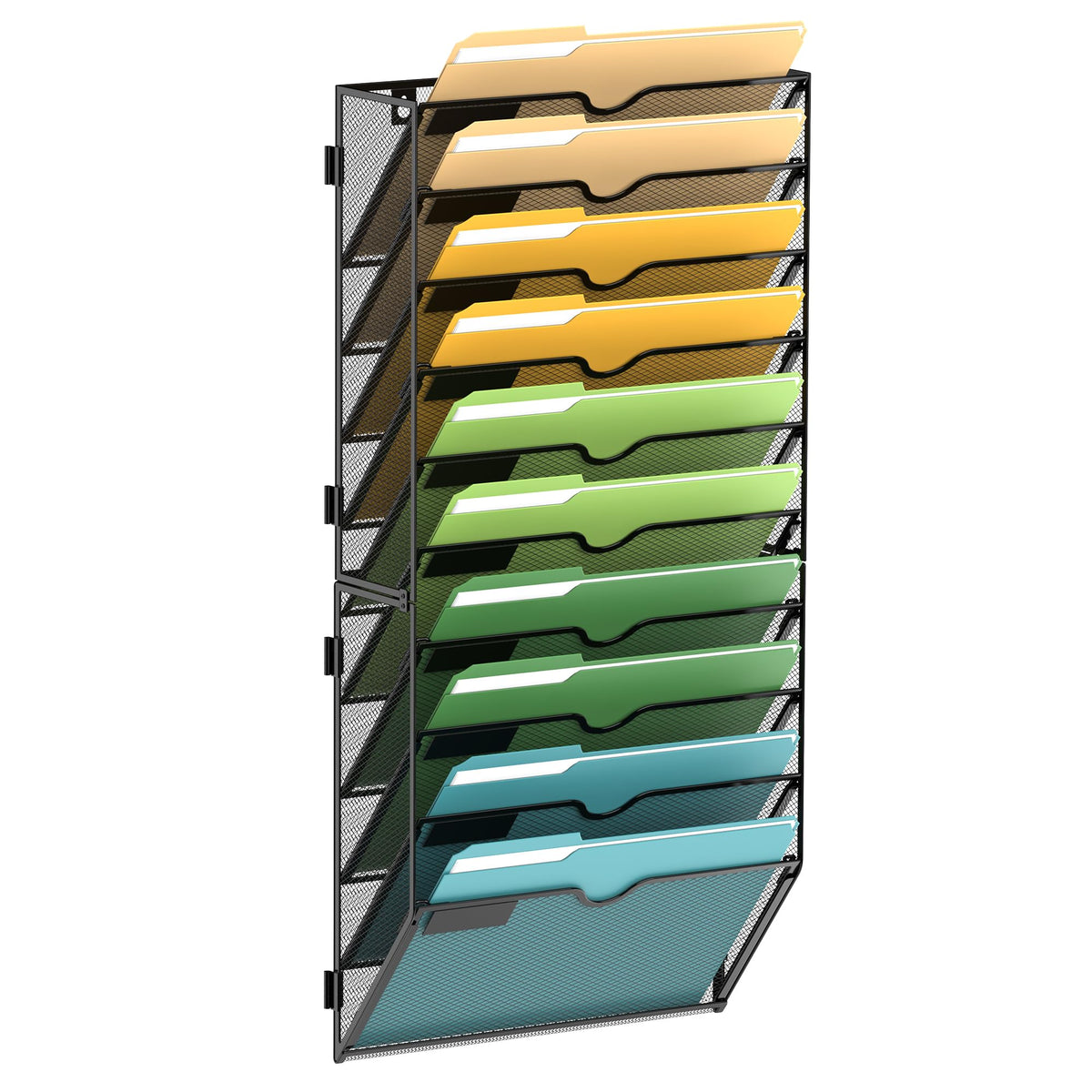 SUPEASY 10 Tier Wall File Organizer, Hanging Wall Mounted Mail Organizer with Label Slots, Metal