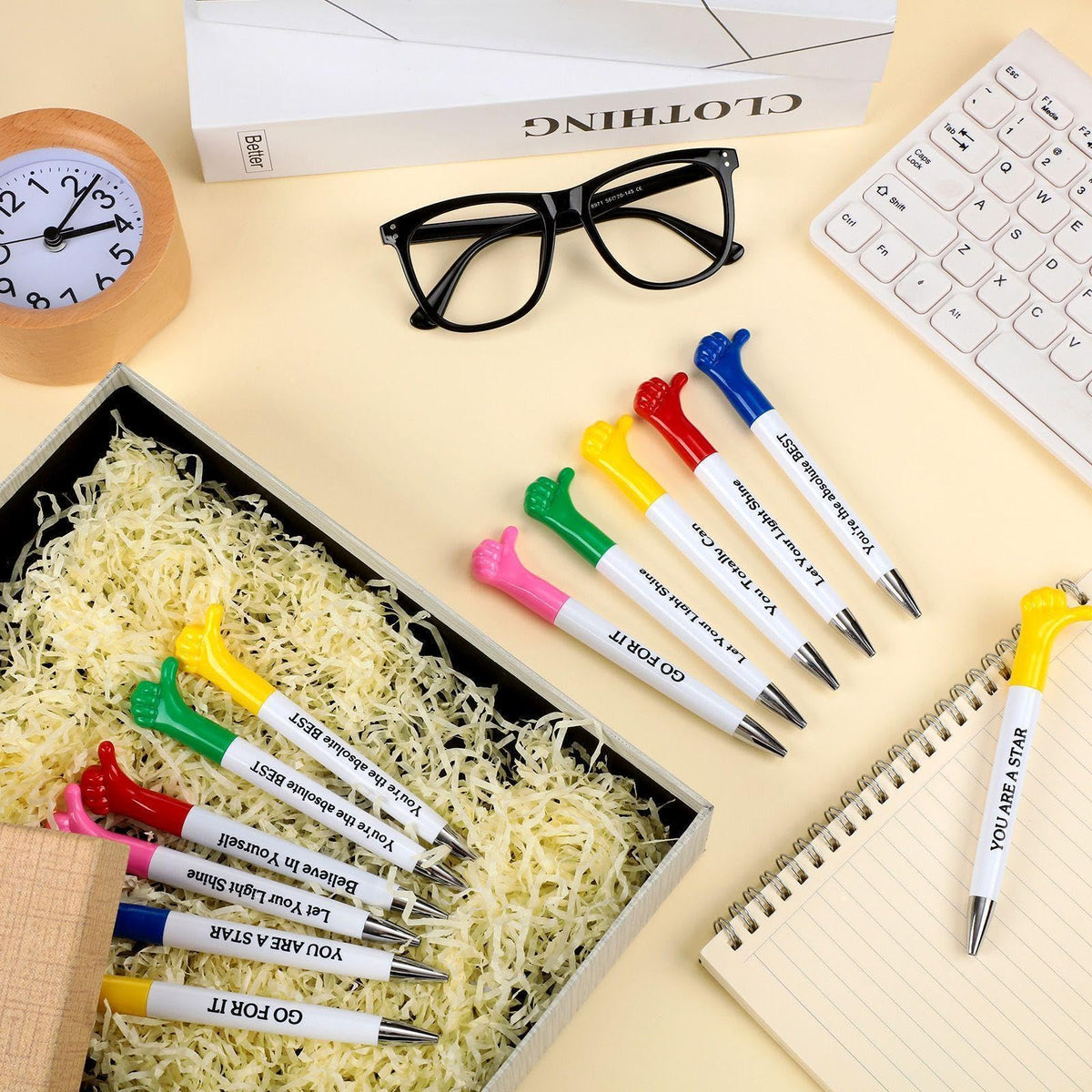 Geyee 60 Pcs Thumbs up Pens, Funny Pen, Inspirational Quotes Pens, Classic
