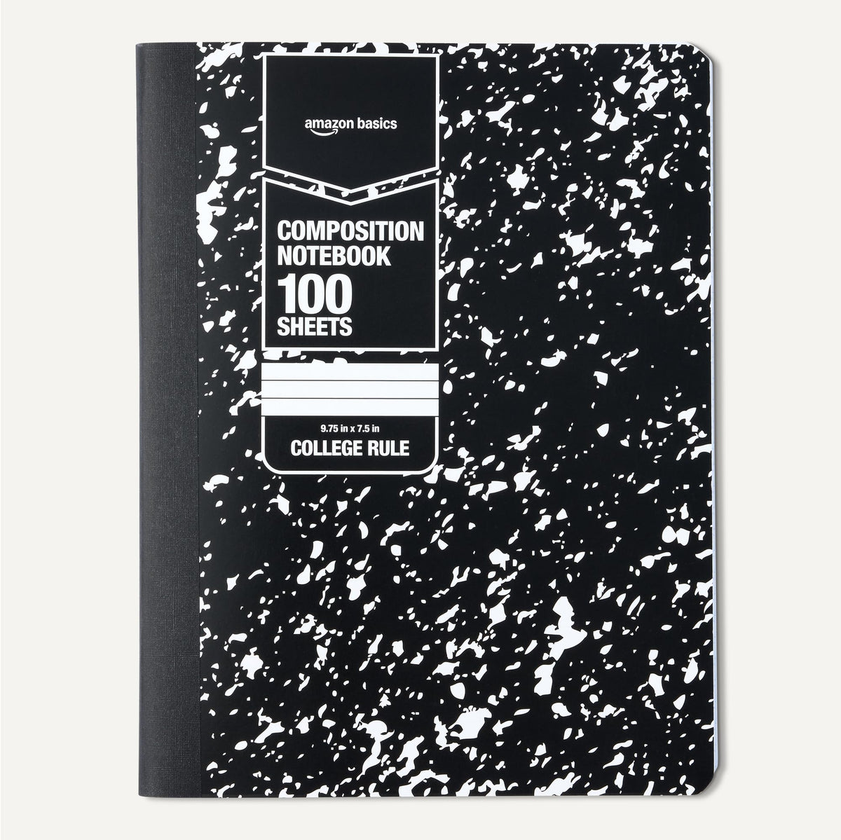 Amazon Basics Composition Notebook, College Ruled, 100 Sheets, 9.75" x 7.5", Marble Black, 12-Pack