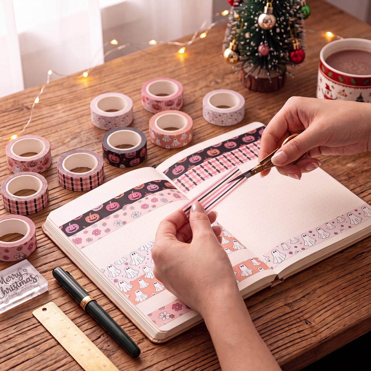 YooNotee 12 Rolls Floral Washi Tape Set,Pink,Halloween
