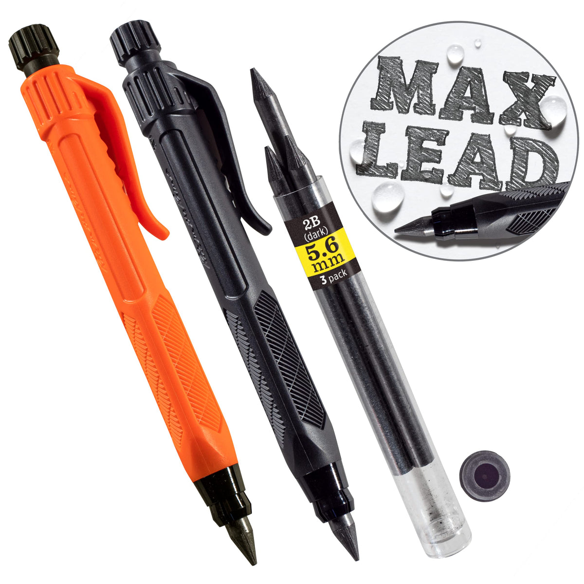 Rite in the Rain Heavy Duty Gravity-Fed Lead Holder Pencil, 5.6mm Dark (2B) Lead, Black and Orange