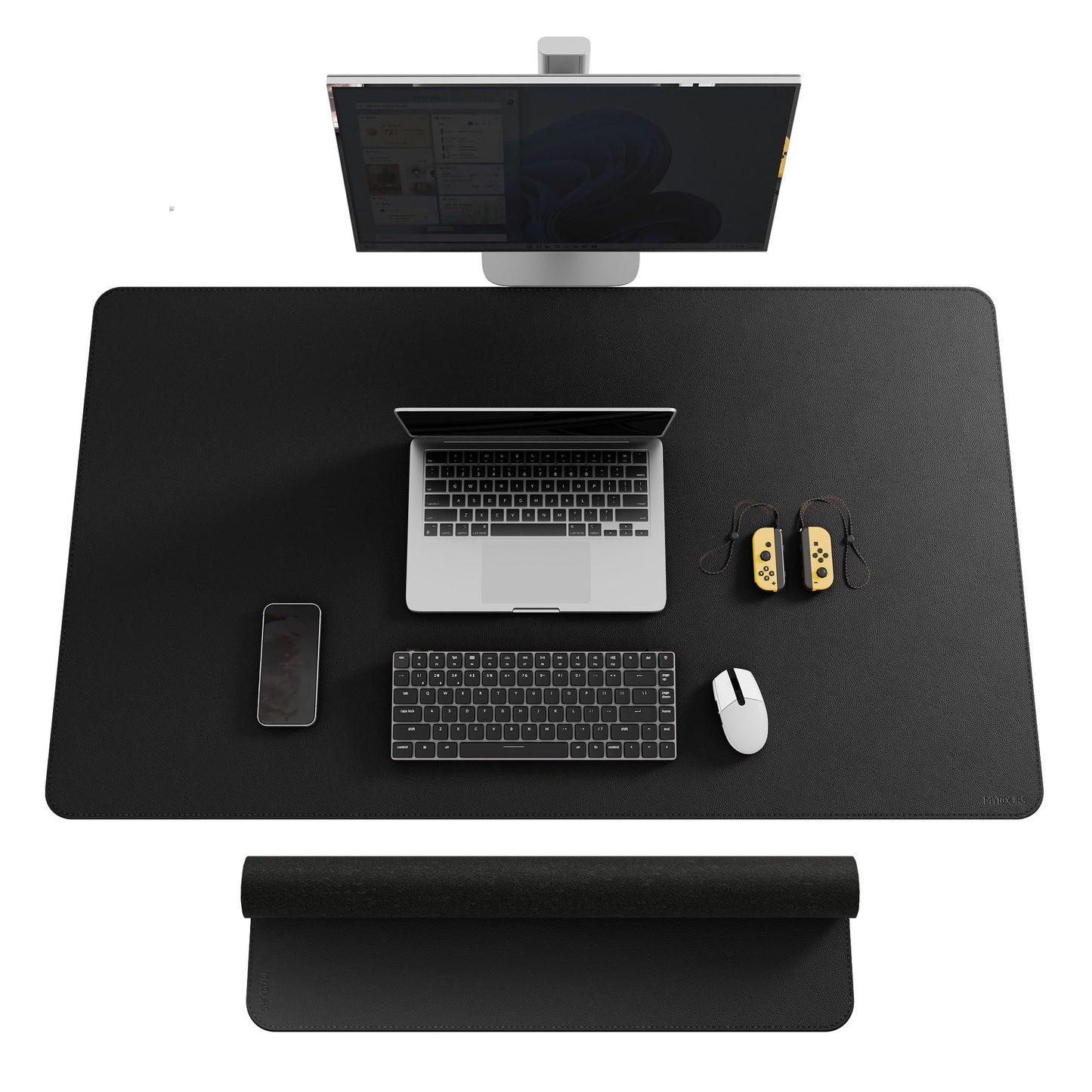 Mydours 48"x28" XXL Large PU Leather Desk Mat, Gaming Mouse Pad, (Black)