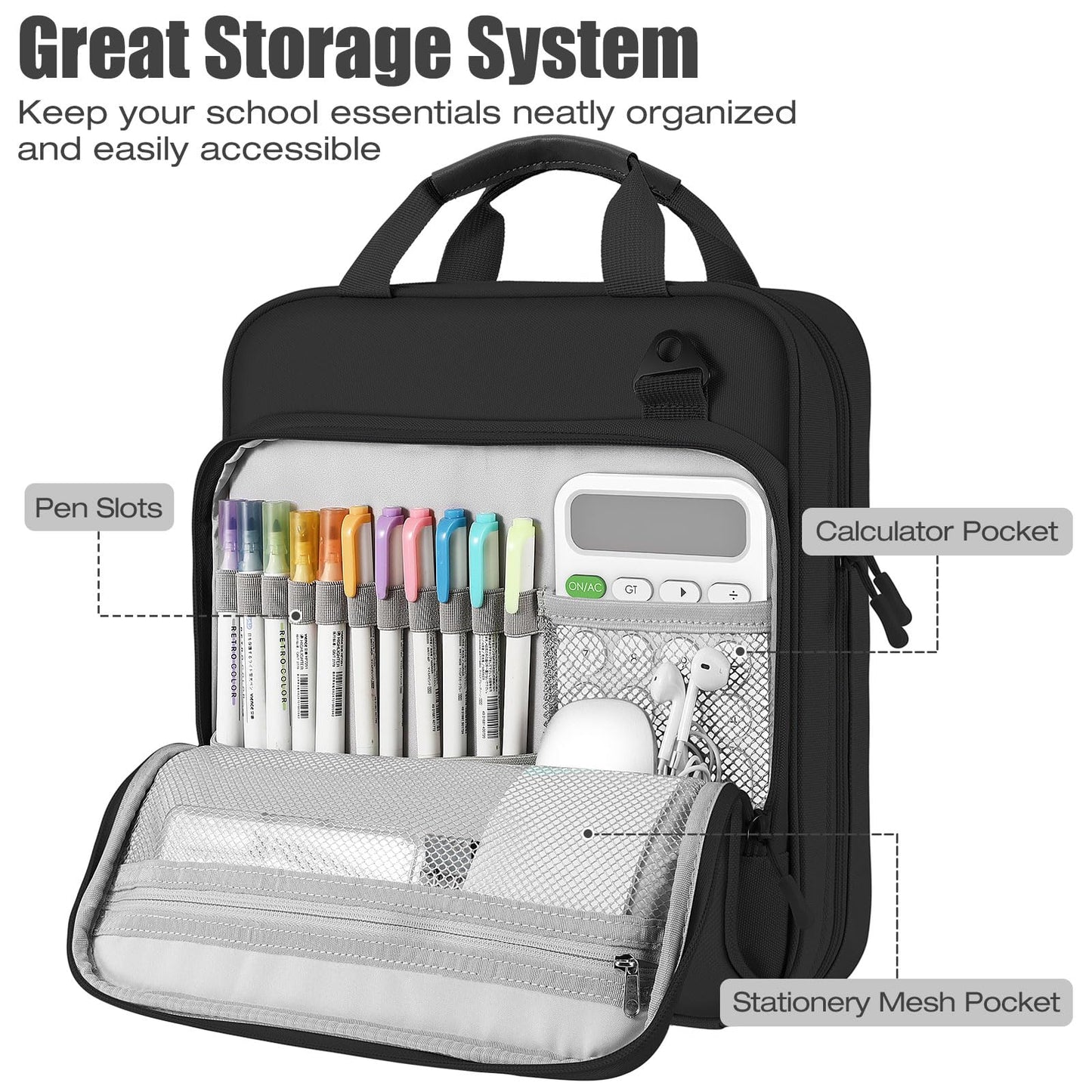 MoKo Zipper Binder, 3 Inch 3 D Ring, 5 Tab File Folders, 700 Sheets, Black