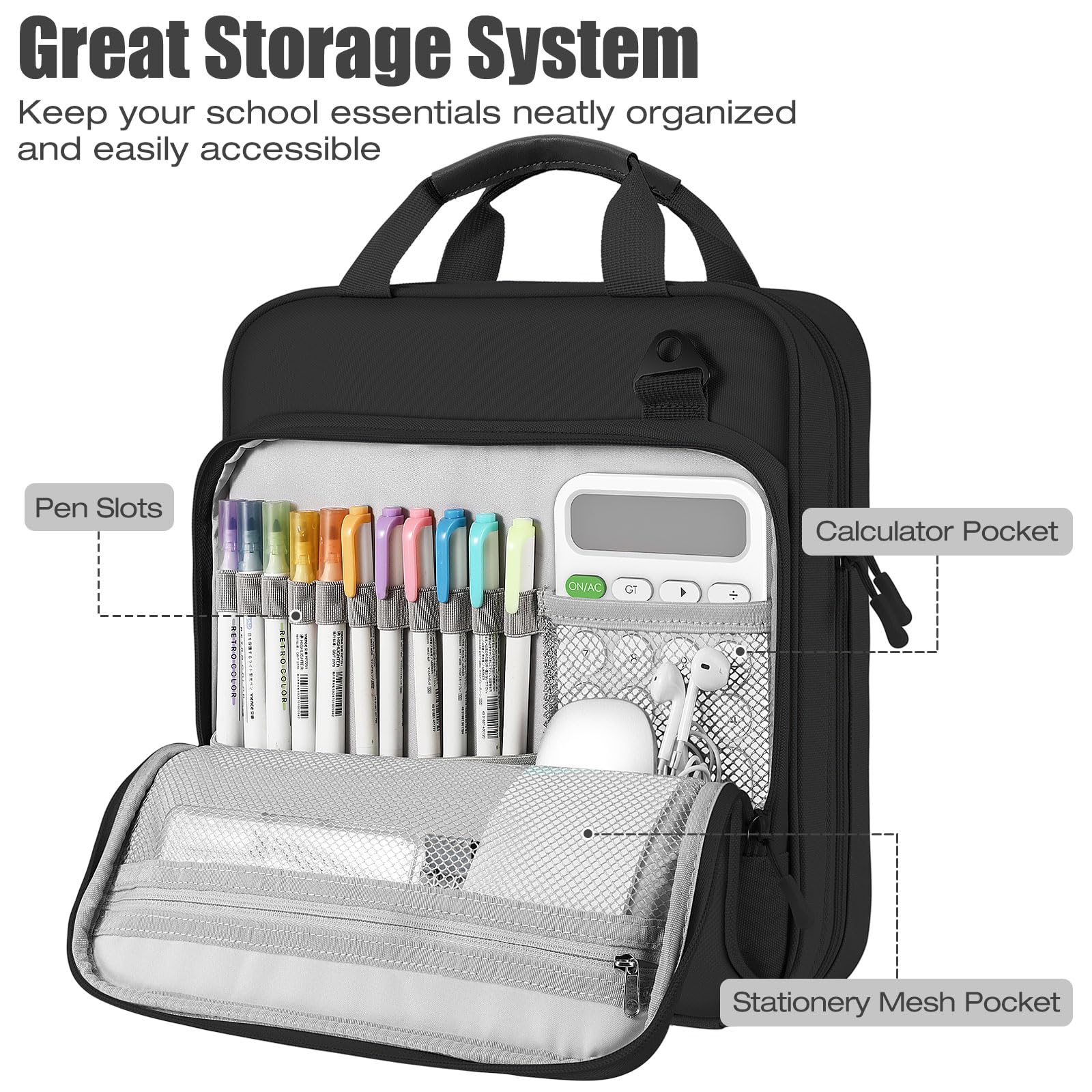 MoKo Zipper Binder, 3 Inch 3 D Ring, 5 Tab File Folders, 700 Sheets, Black