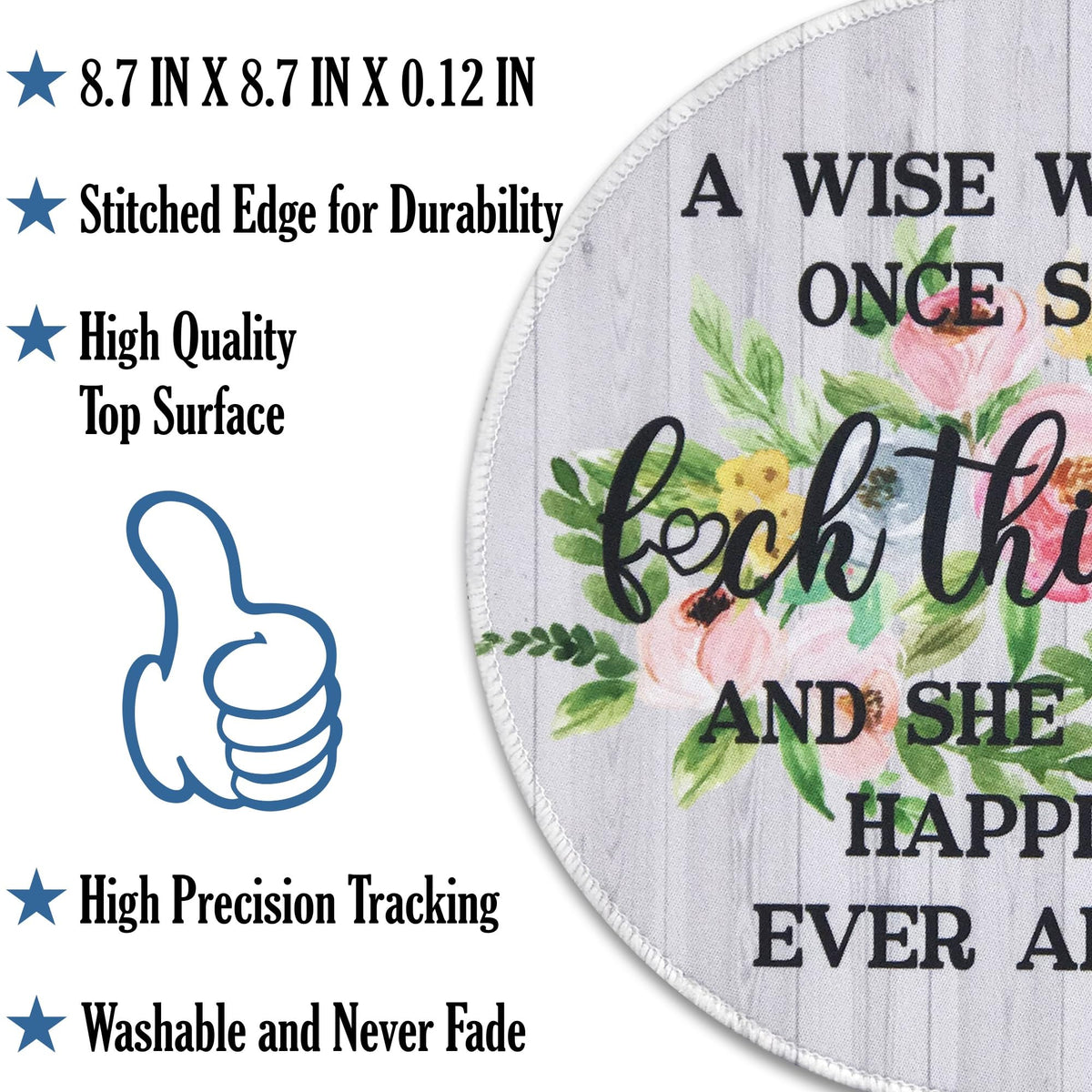 Eleville Mouse Pad Bundle of 3 Fashion Funny Quotes Sloth I'm Mostly Peace Love Light Wise Woman