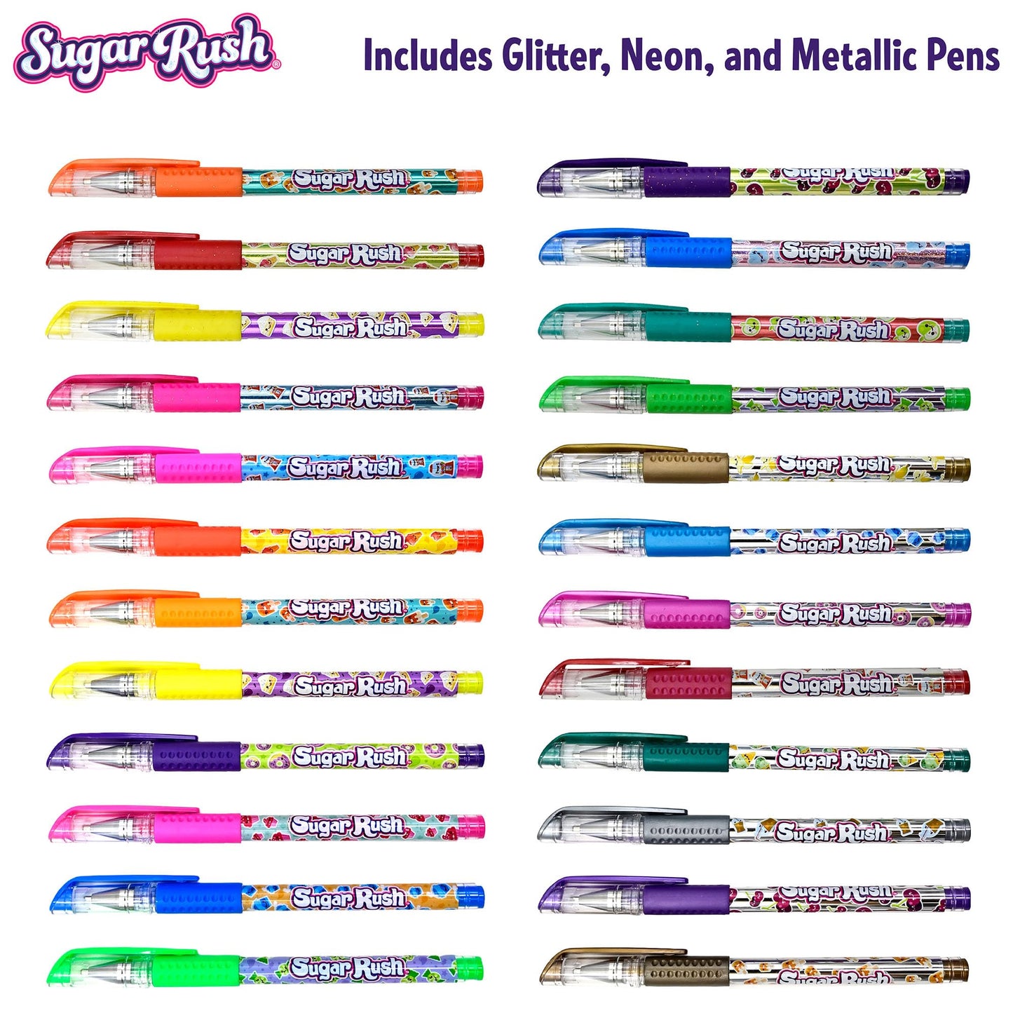 Scentos Glitter Gel Pens for Kids - Candy Scented Pens 24 Count, Sparkle Metallic Gel Pens for