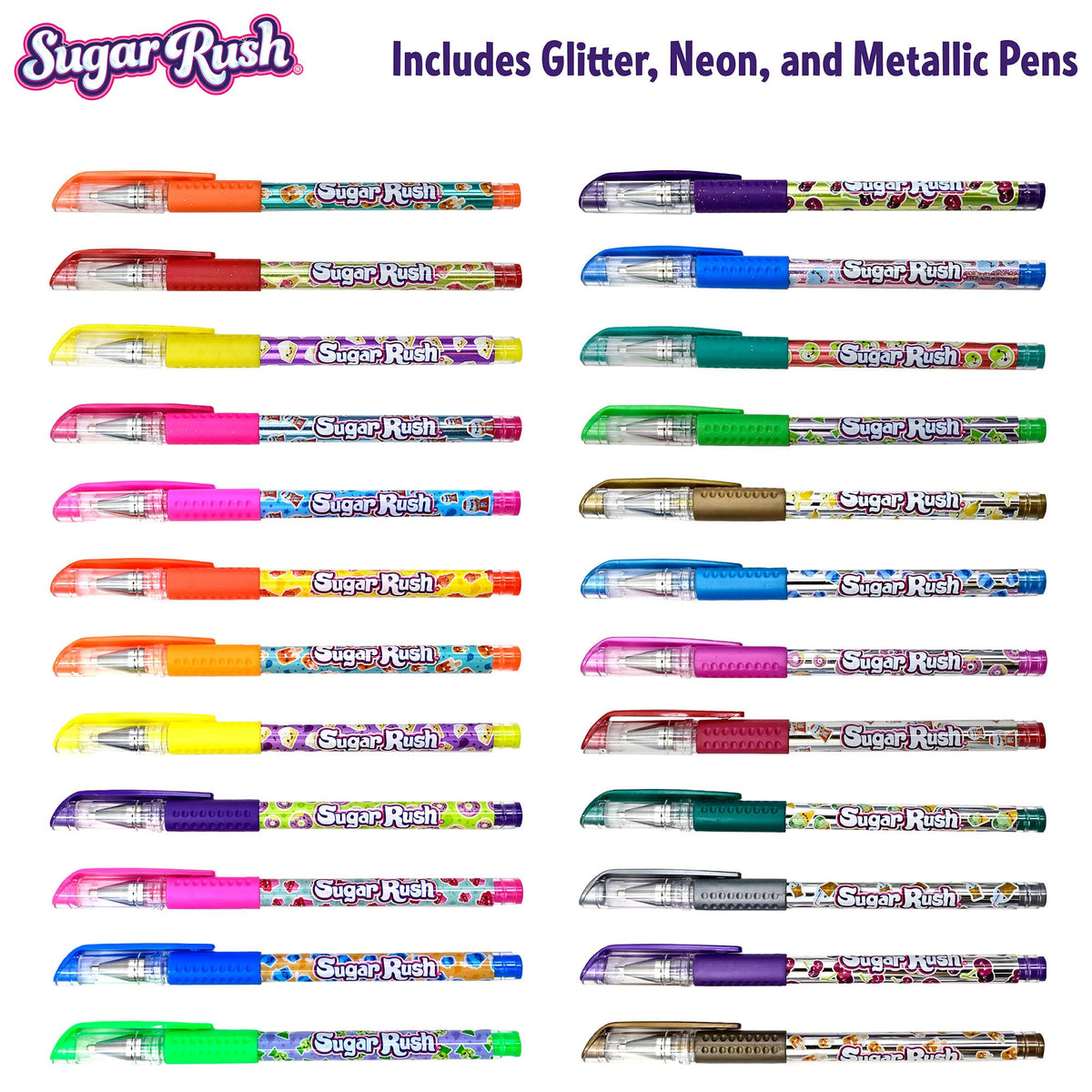 Scentos Glitter Gel Pens for Kids - Candy Scented Pens 24 Count, Sparkle Metallic Gel Pens for