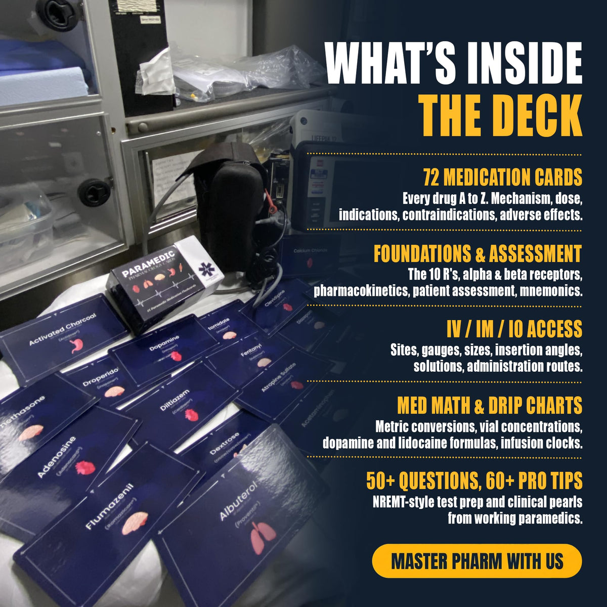 Paramedic Flash EMT Flashcards, Pharmacology Dosage Study Guide