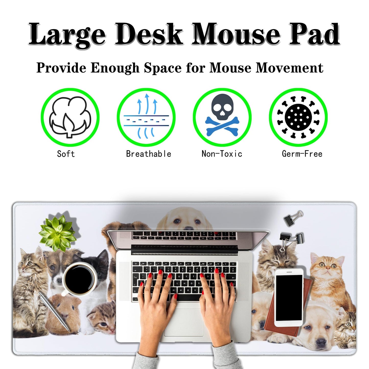 Samgula Computer Desk Pad Dog Desktop?Mat, Gaming Mousepads Keyboard Pad, Cool Mouse Pads