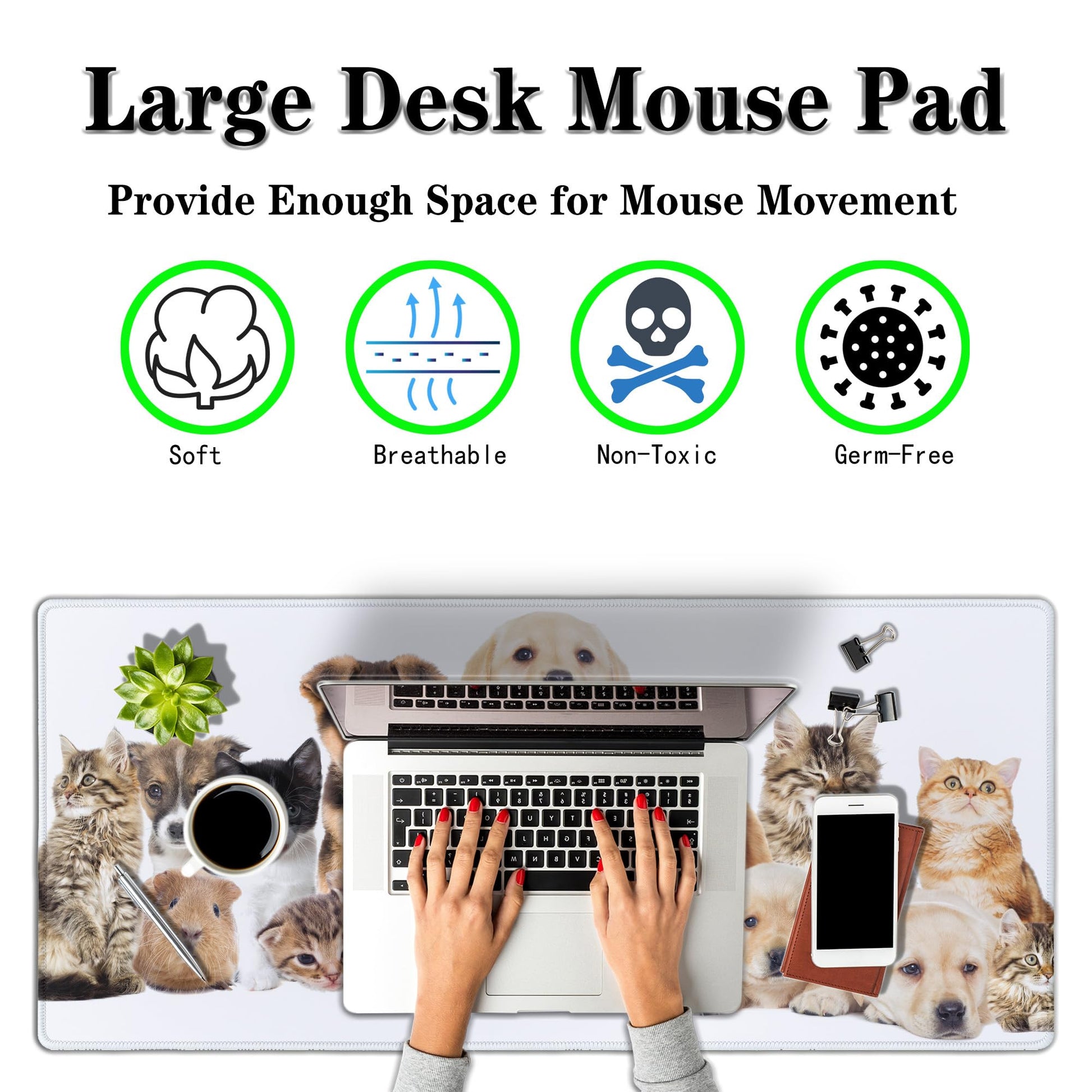 Samgula Computer Desk Pad Dog Desktop?Mat, Gaming Mousepads Keyboard Pad, Cool Mouse Pads