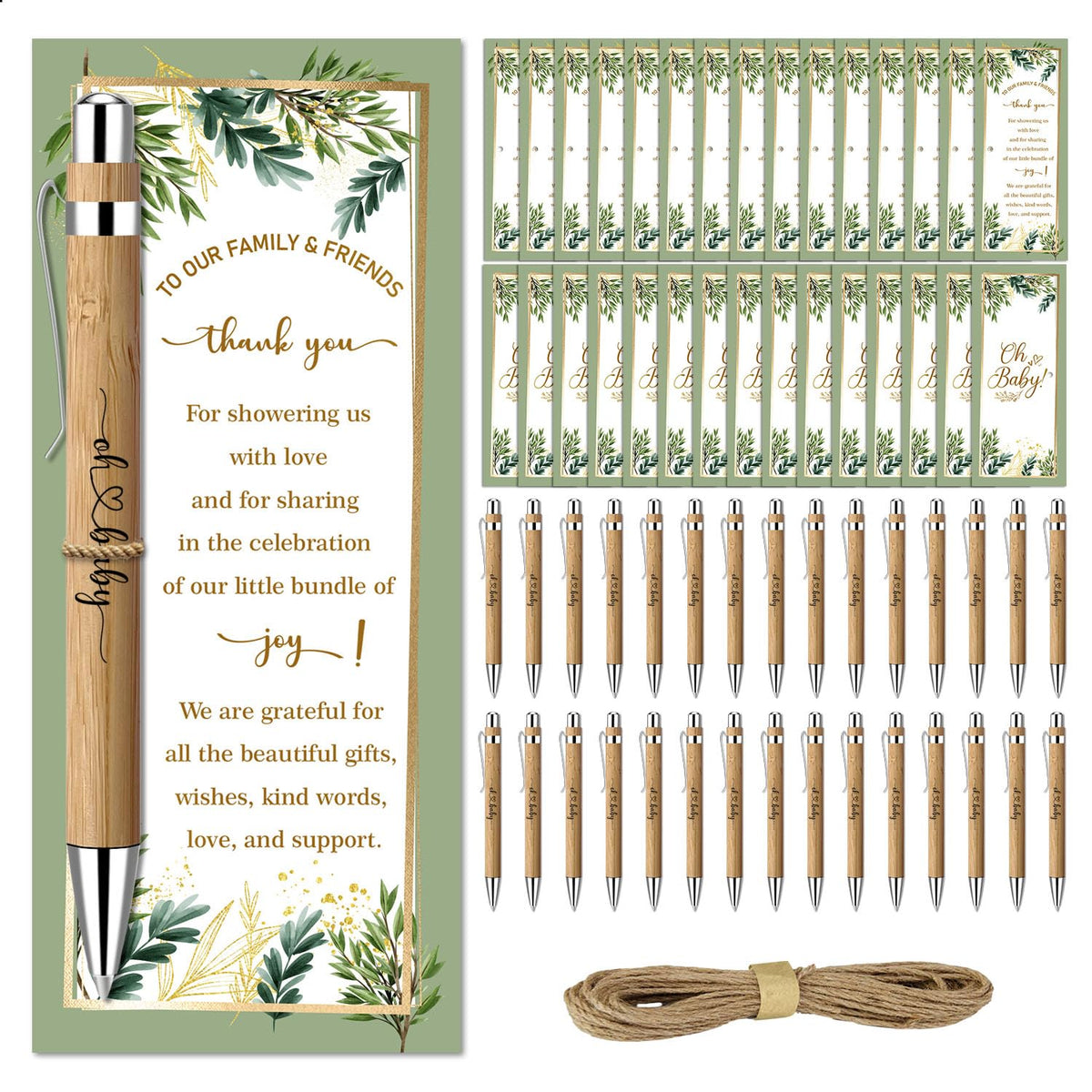 Toerifer 30 Pcs Woodland Set, Baby Shower Favors for 30 Guests, Baby Shower Sets, Included Bamboo