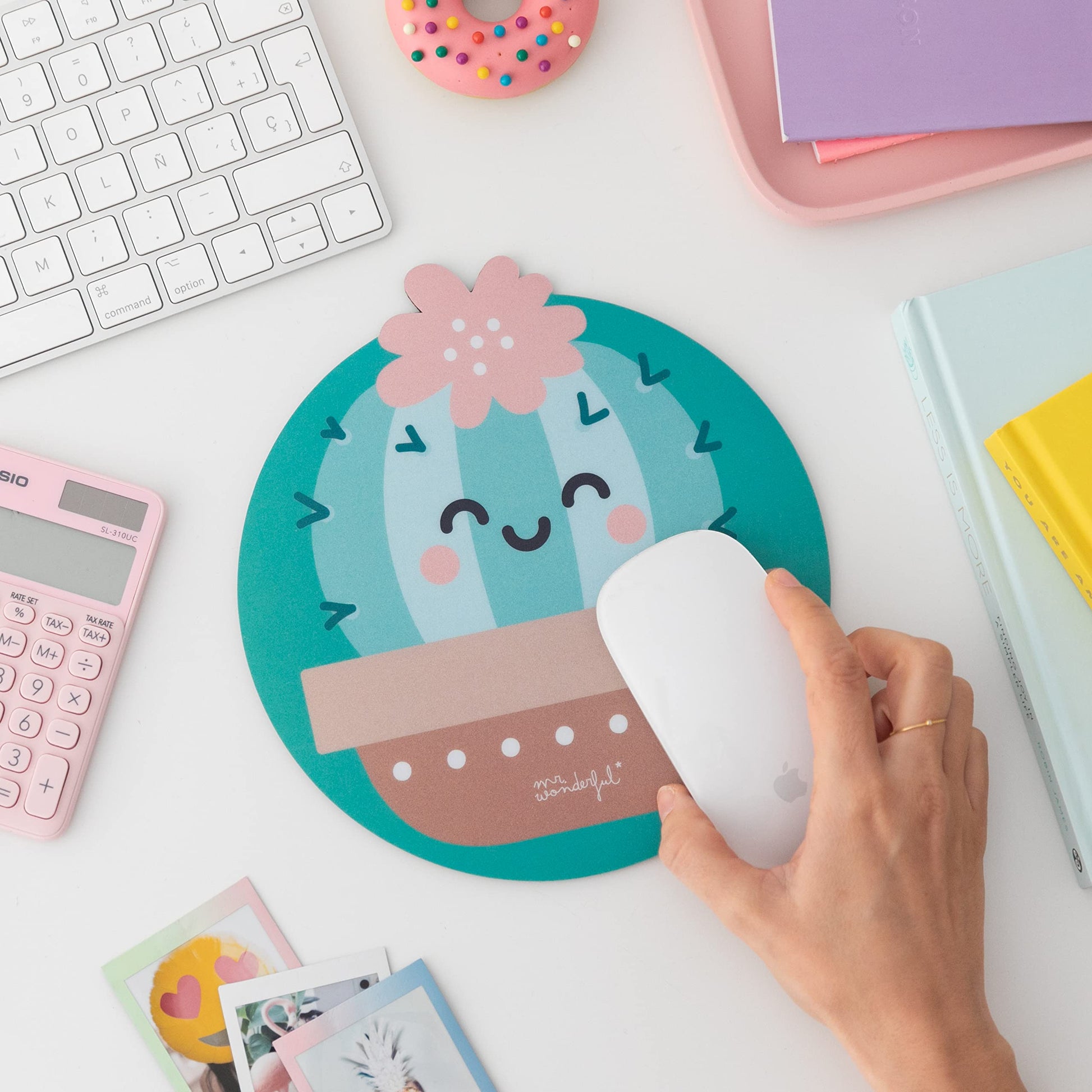 Mr Wonderful Round Mouse Pad, Extra Fine Fibre Mouse Mat for Girls, Non-Slip Children's Mat and