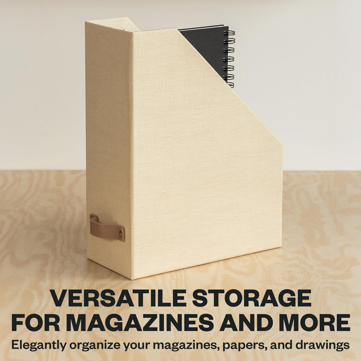 Bigso Estelle Magazine File - Magazine Holder and Organizer for Papers and Catalogs with Leather
