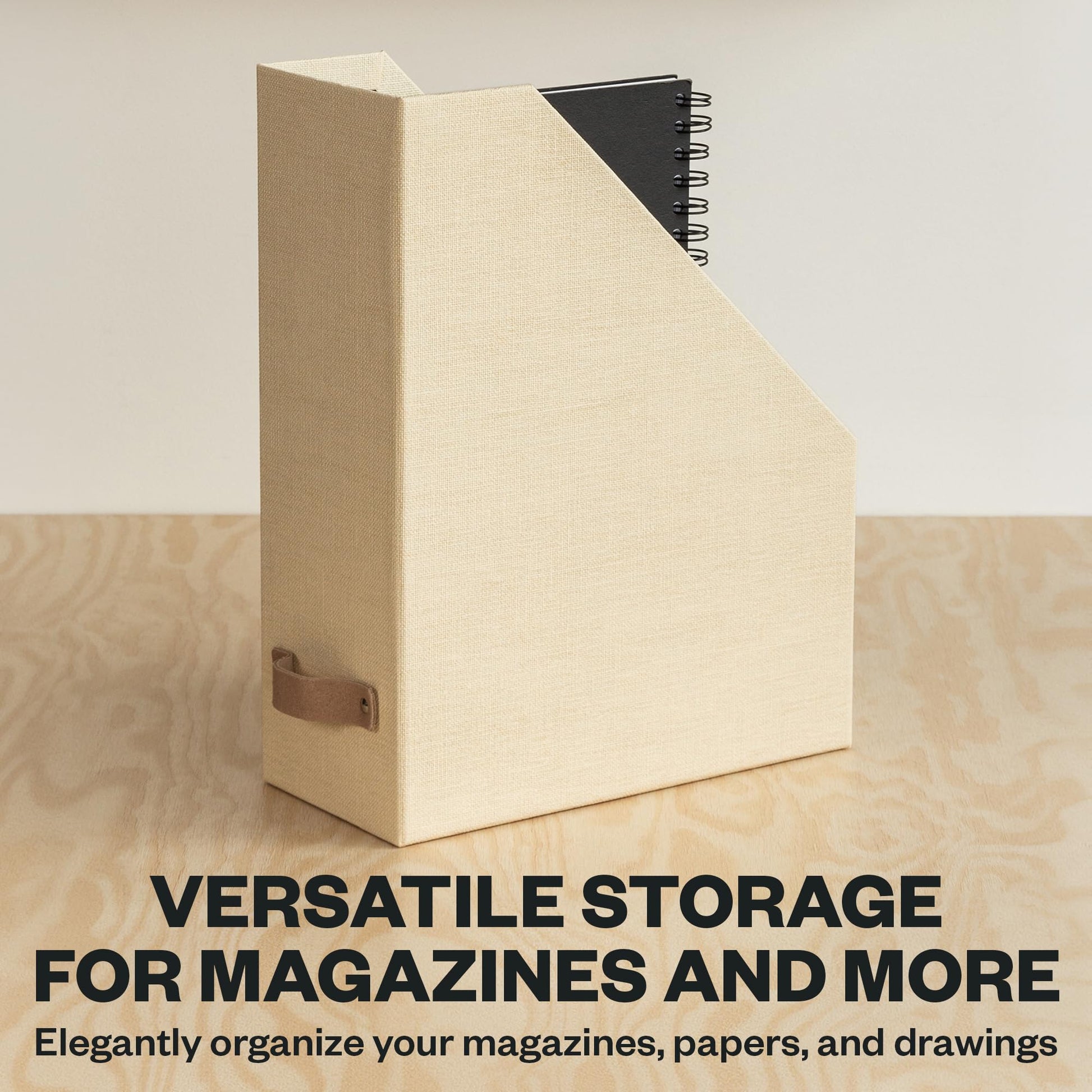 Bigso Estelle Magazine File - Magazine Holder and Organizer for Papers and Catalogs with Leather