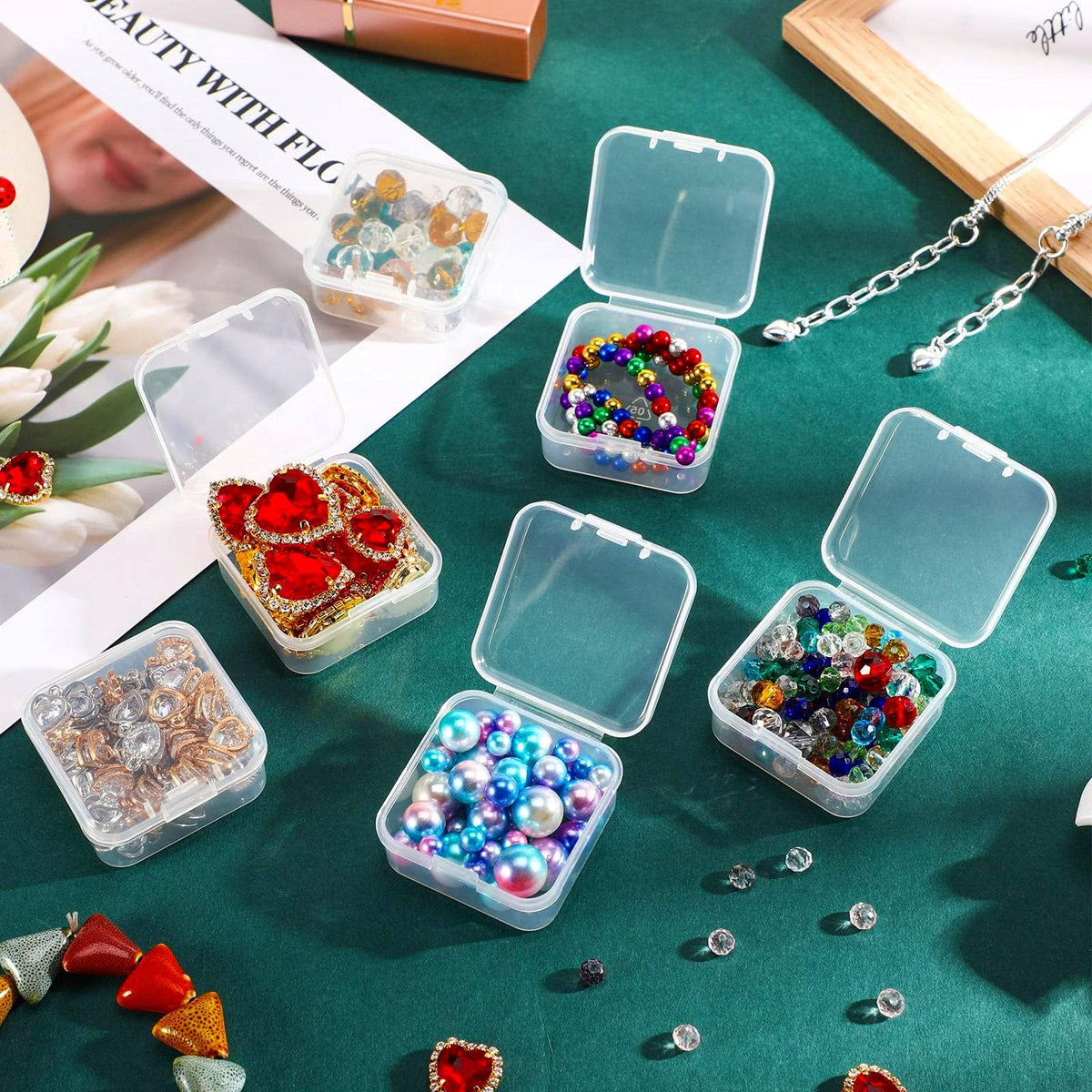 Jetec 18 Pieces Small Clear Plastic Storage Box, 2.9 x 2.9 x 1 Inch