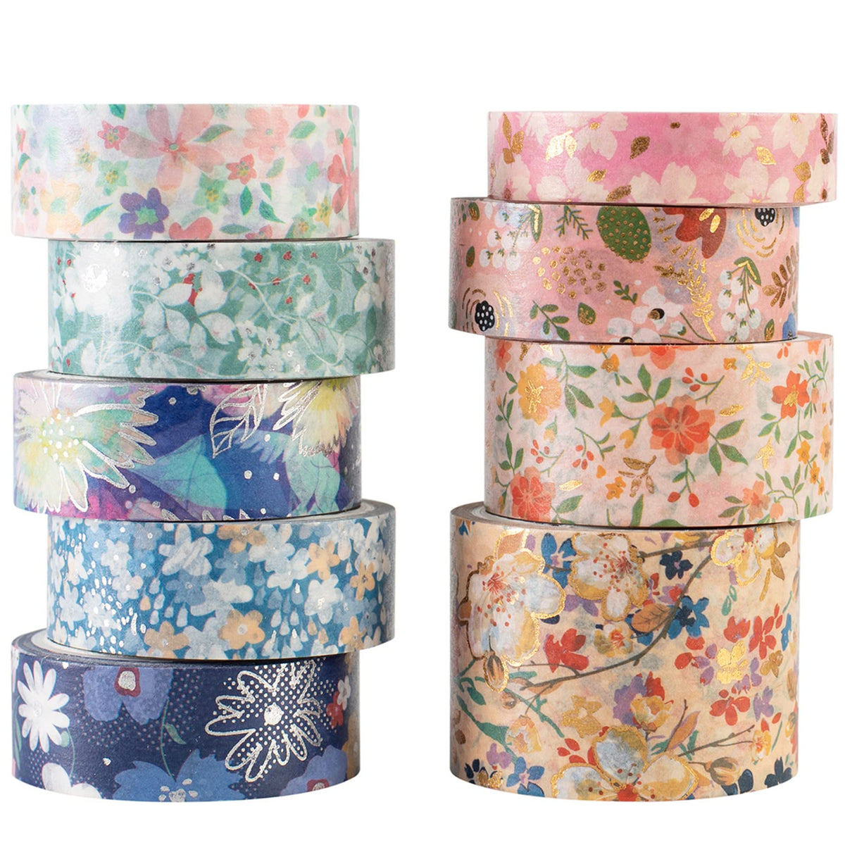 YUBBAEX Mystic Gold Washi Tape Set Wide Silver Foil Masking Tape Decorative for Arts, DIY Crafts