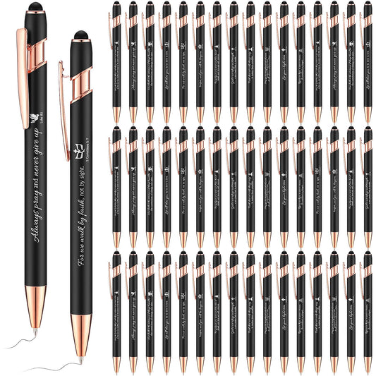 Chuangdi 48 Pcs Bible Verse Pens Bulk Black Ink Pens, Black