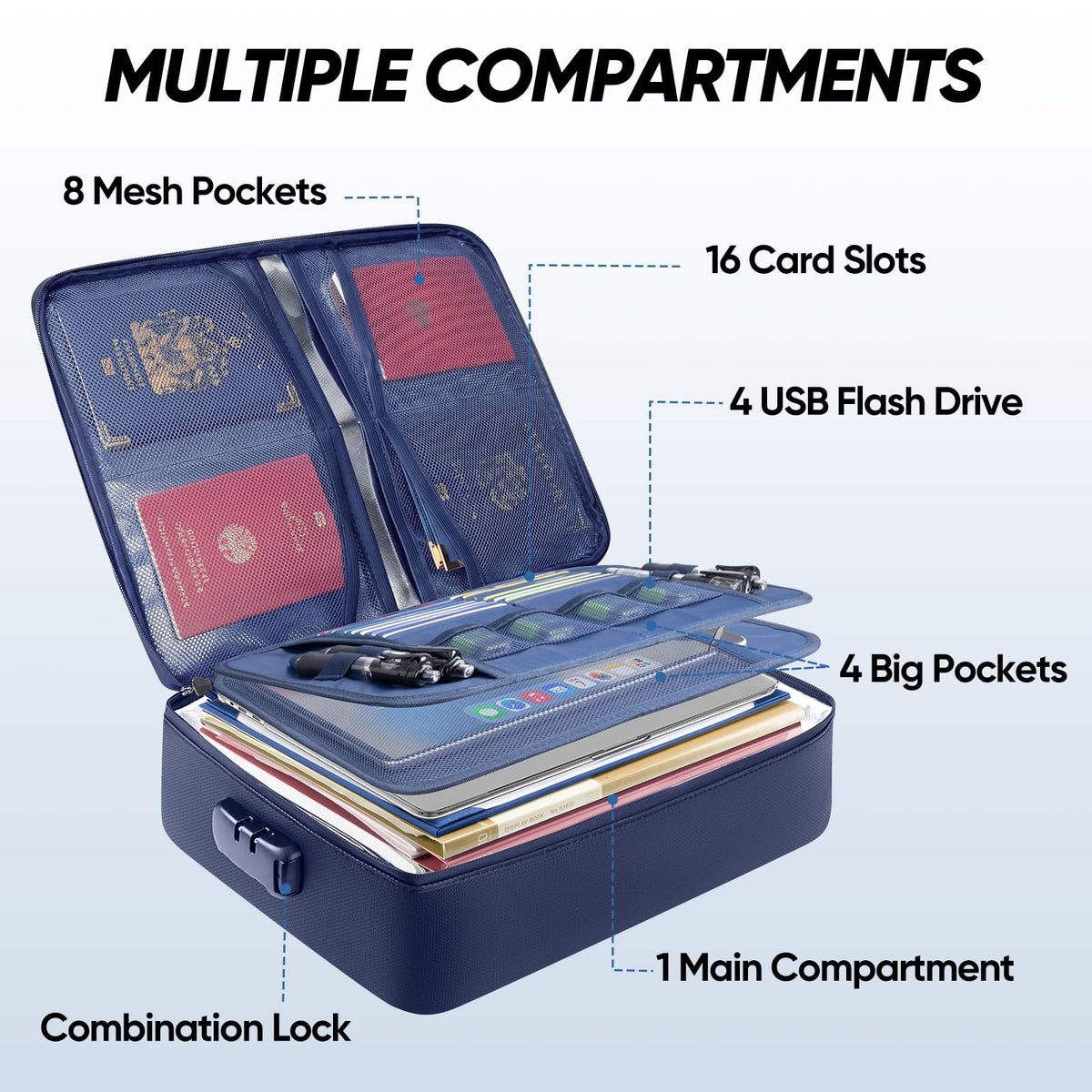 BALEINE Fireproof Document Box with Lock, Waterproof Fire Safe File Bag