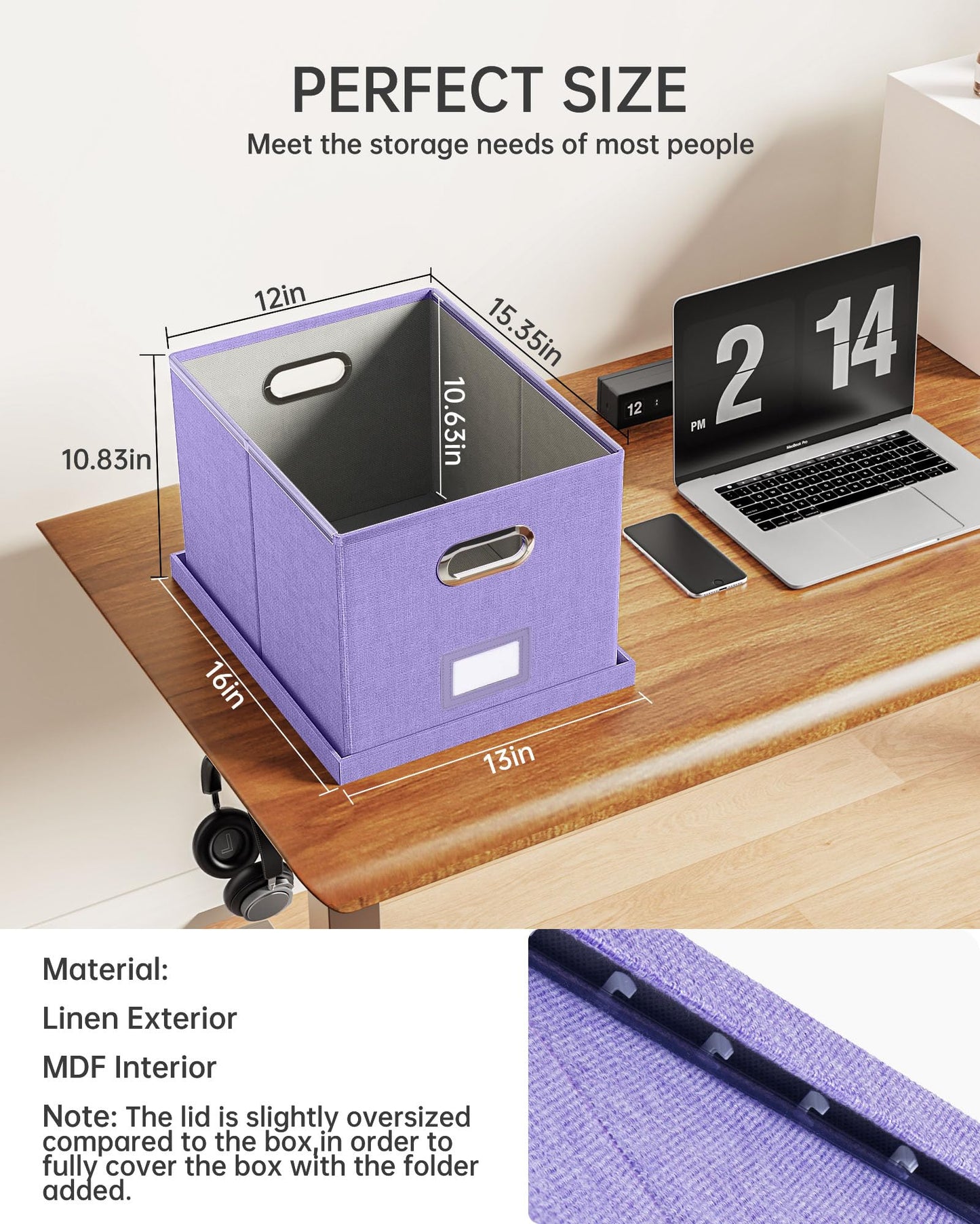 Oterri File Organizer, File Box, File Cabinet for Letter File Folder Storage, Hanging File