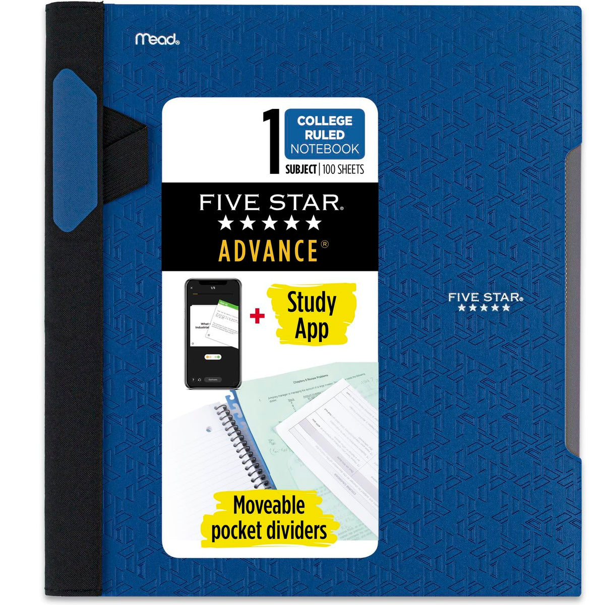 Five Star Advance Spiral Notebook + Study App, 1 Subject, College Ruled Paper, 8-1/2" x 11", 100