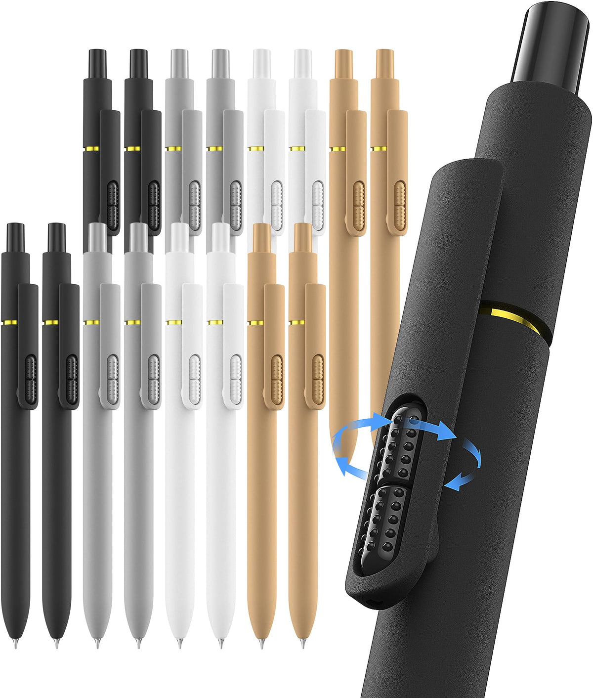 inkipen 16 Pcs Gel Pens Black Ink, Fine Point(0.5mm),with Fidget Clip