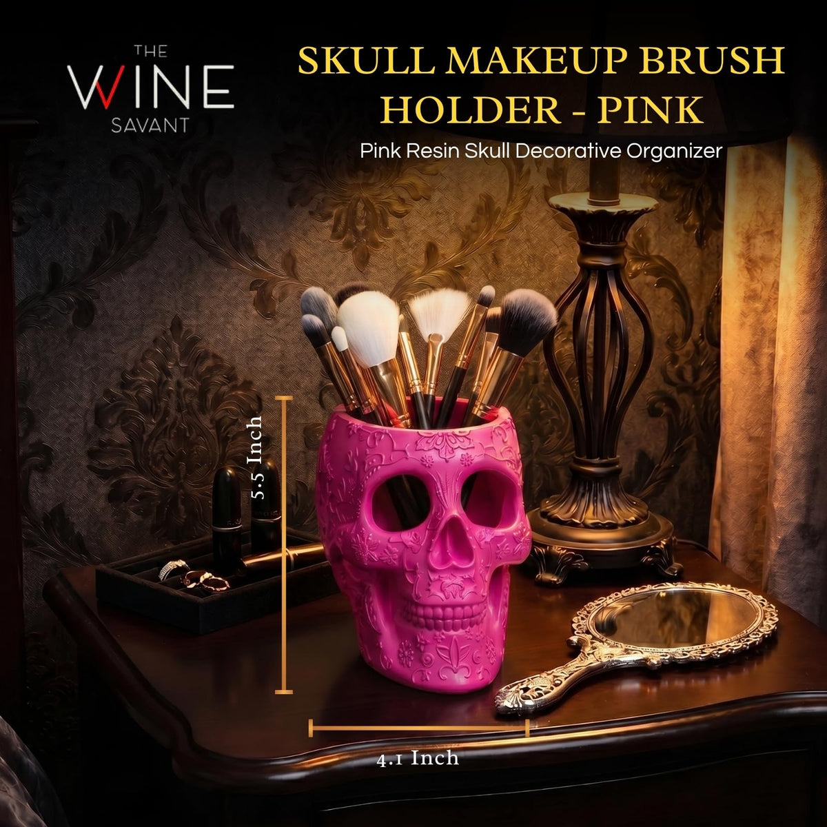 Skull Makeup Brush Holder, Pen Holder, Vanity, Desk, Office Organizer, Stationary, Decor Planter