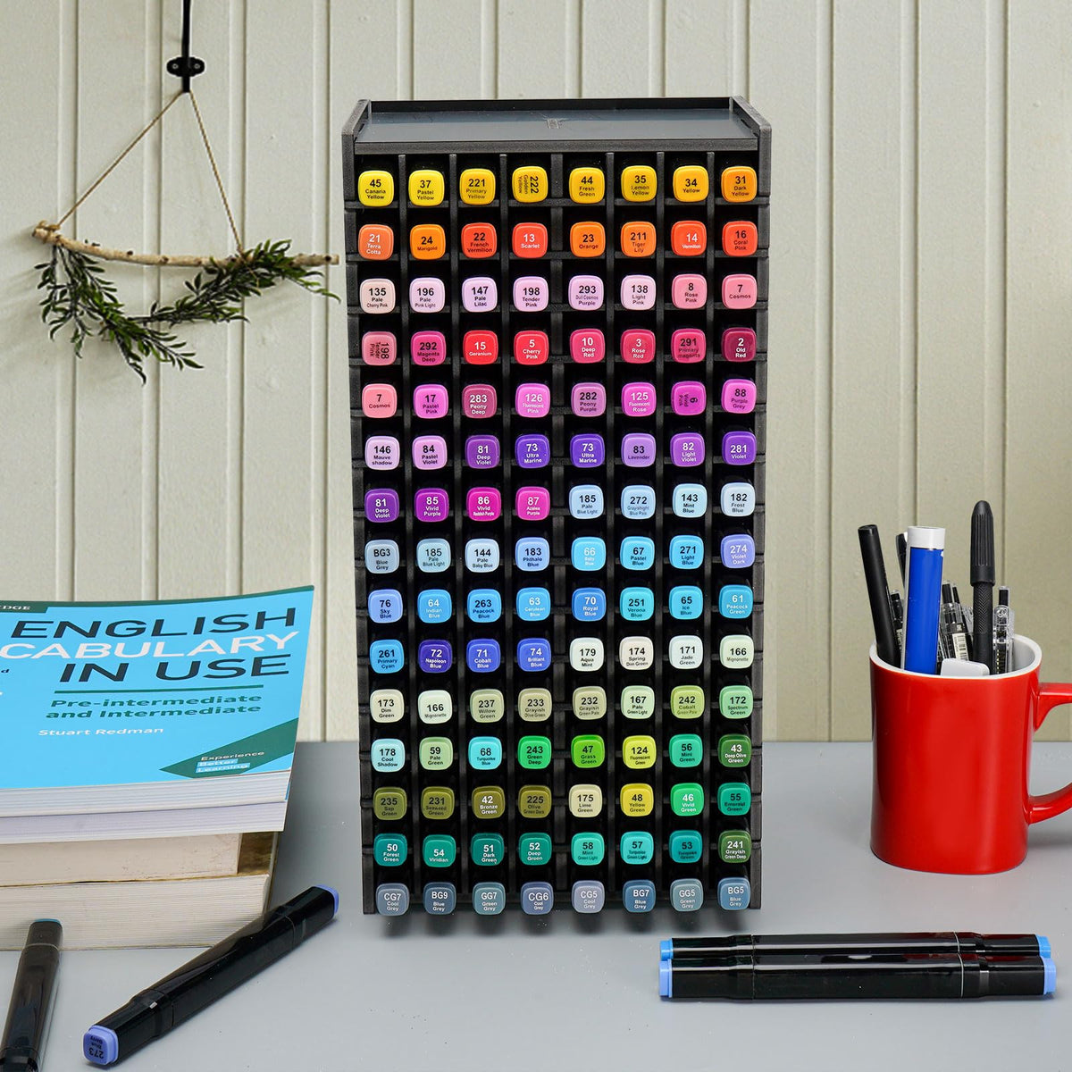 SANFURNEY Art Marker Storage Rack for 120 Markers Black