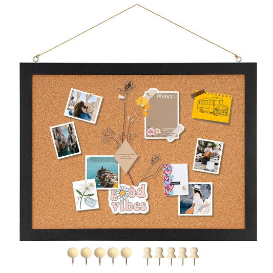 DOLLAR BOSS Double-Sided Black Cork Board, 16"x12" Bulletin Board