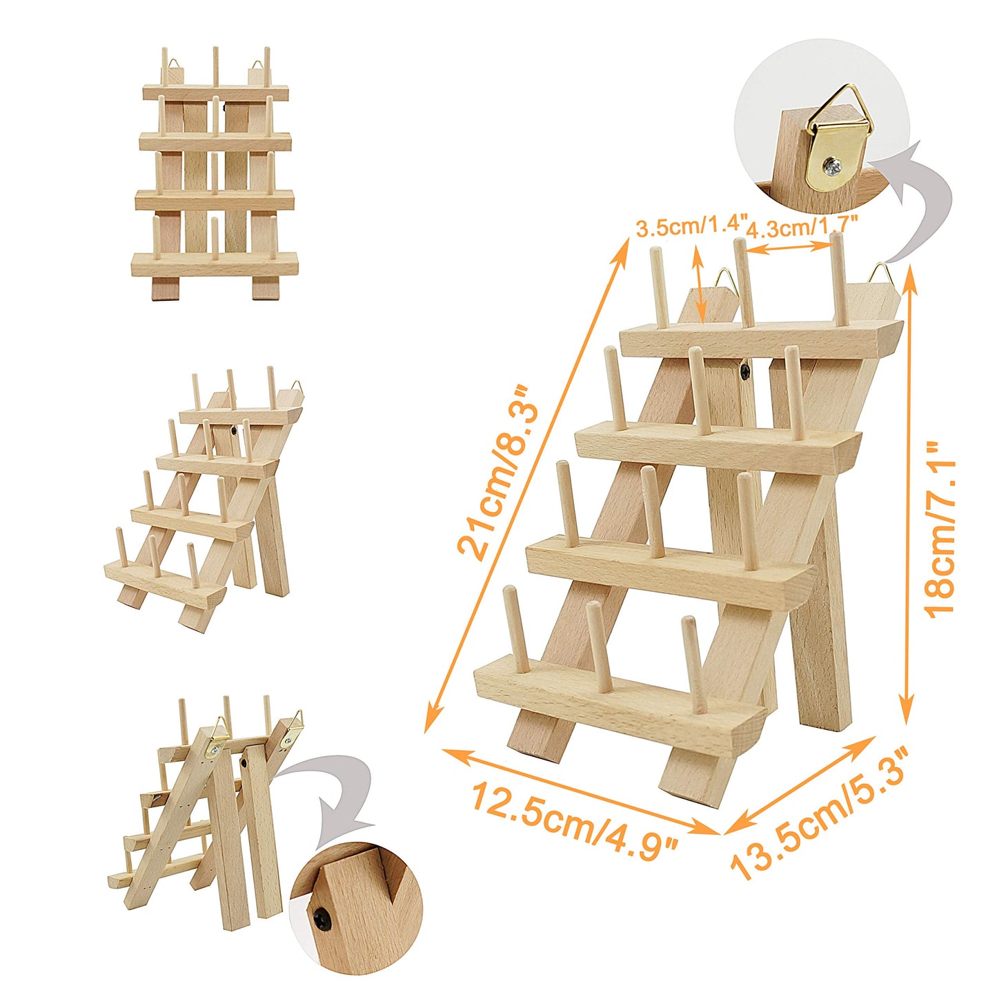New brothread 60 Spools + 12 Spools Wooden Thread Rack