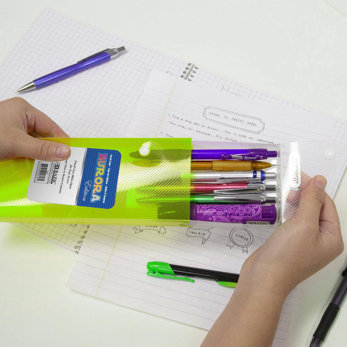 BAZIC PRODUCTS Translucent Slider Pencil Case, 36-Case