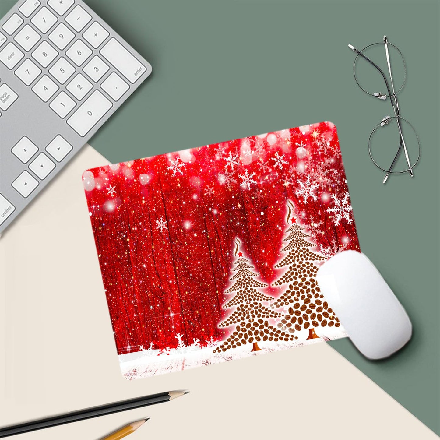 Red Mousepad Bling Mouse Pad Diamond Glitter Sparkle Rose Gold Mousepad Red Christmas Tree Mouse