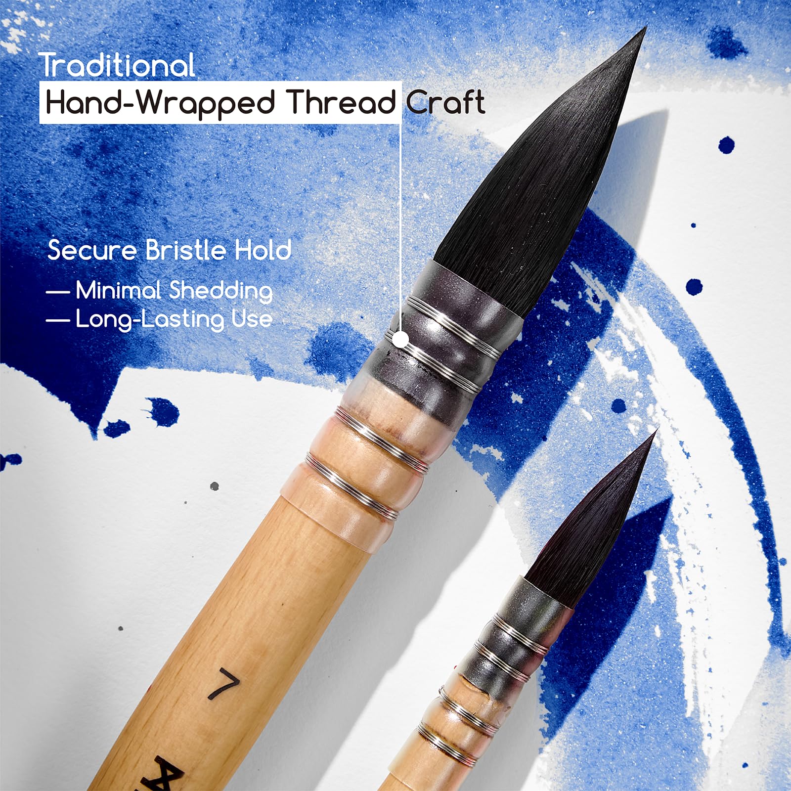 MEEDEN Watercolor Brushes Professional - 4 Pack Synthetic Squirrel Hair Artist Paint Brushes Set