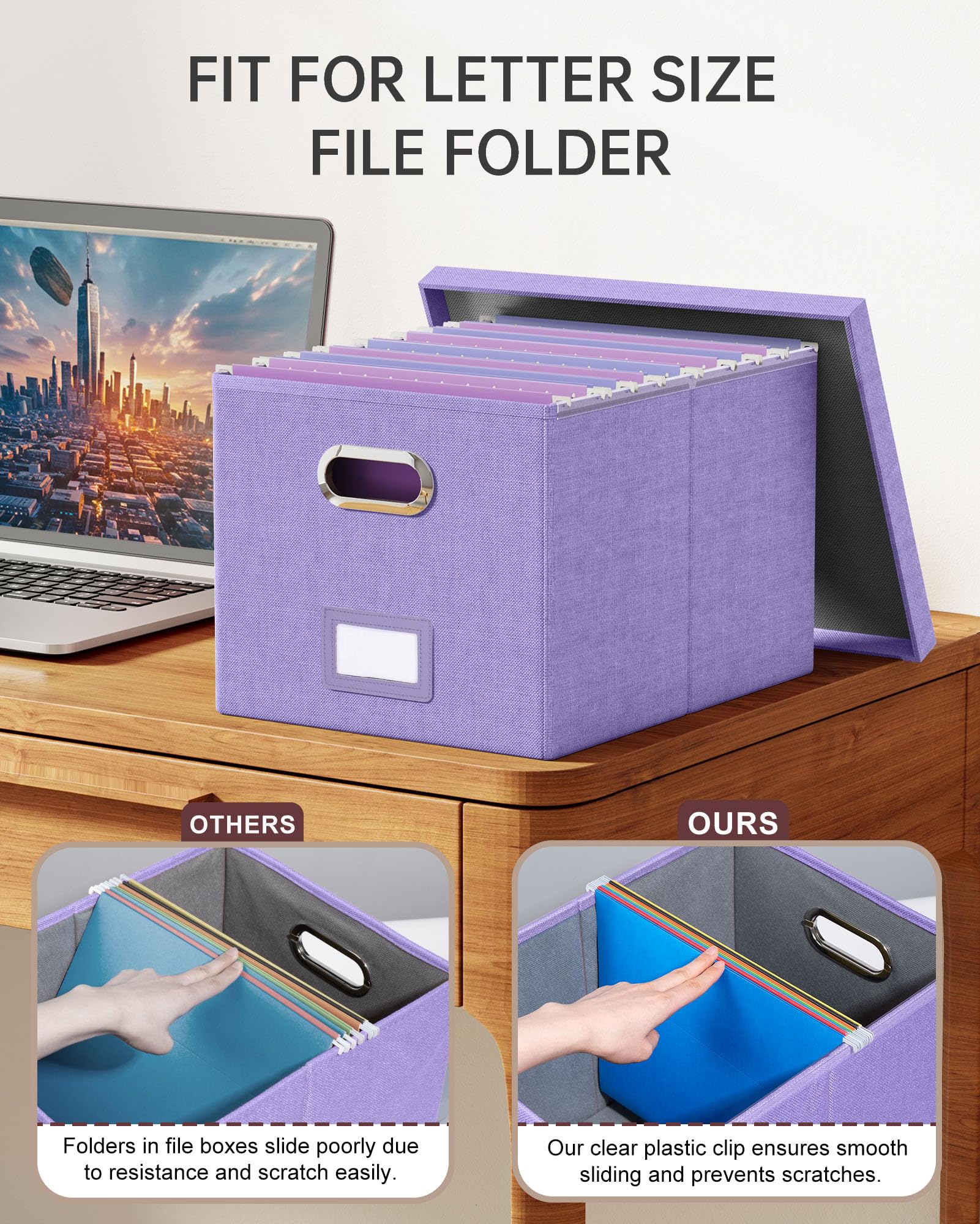 Oterri File Organizer, File Box, File Cabinet for Letter File Folder Storage, Hanging File