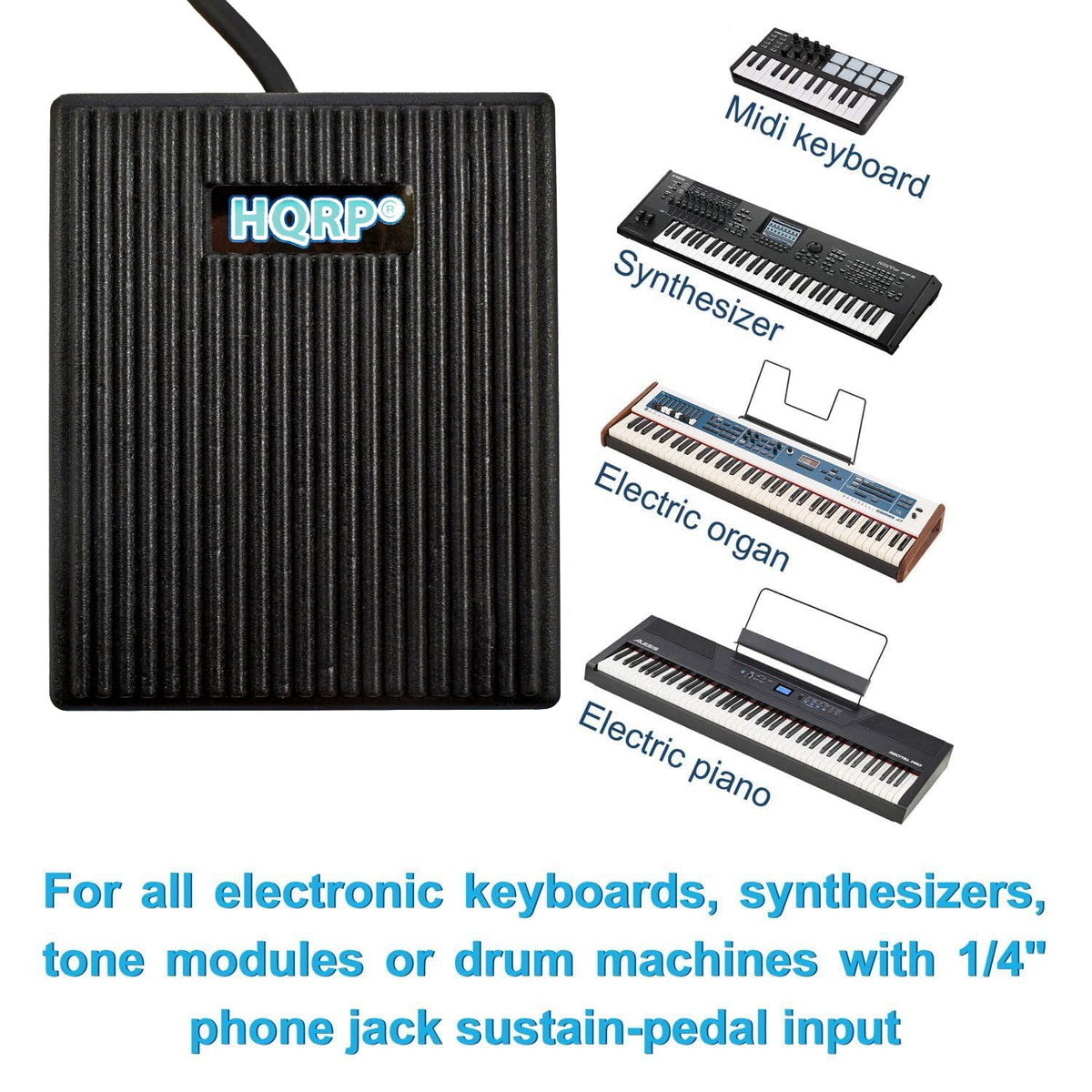 HQRP Foot Switch Compatible with Alesis SR-16 SR-18 Roland CR-1000 Drum Machine DP-2 Damper Sustain