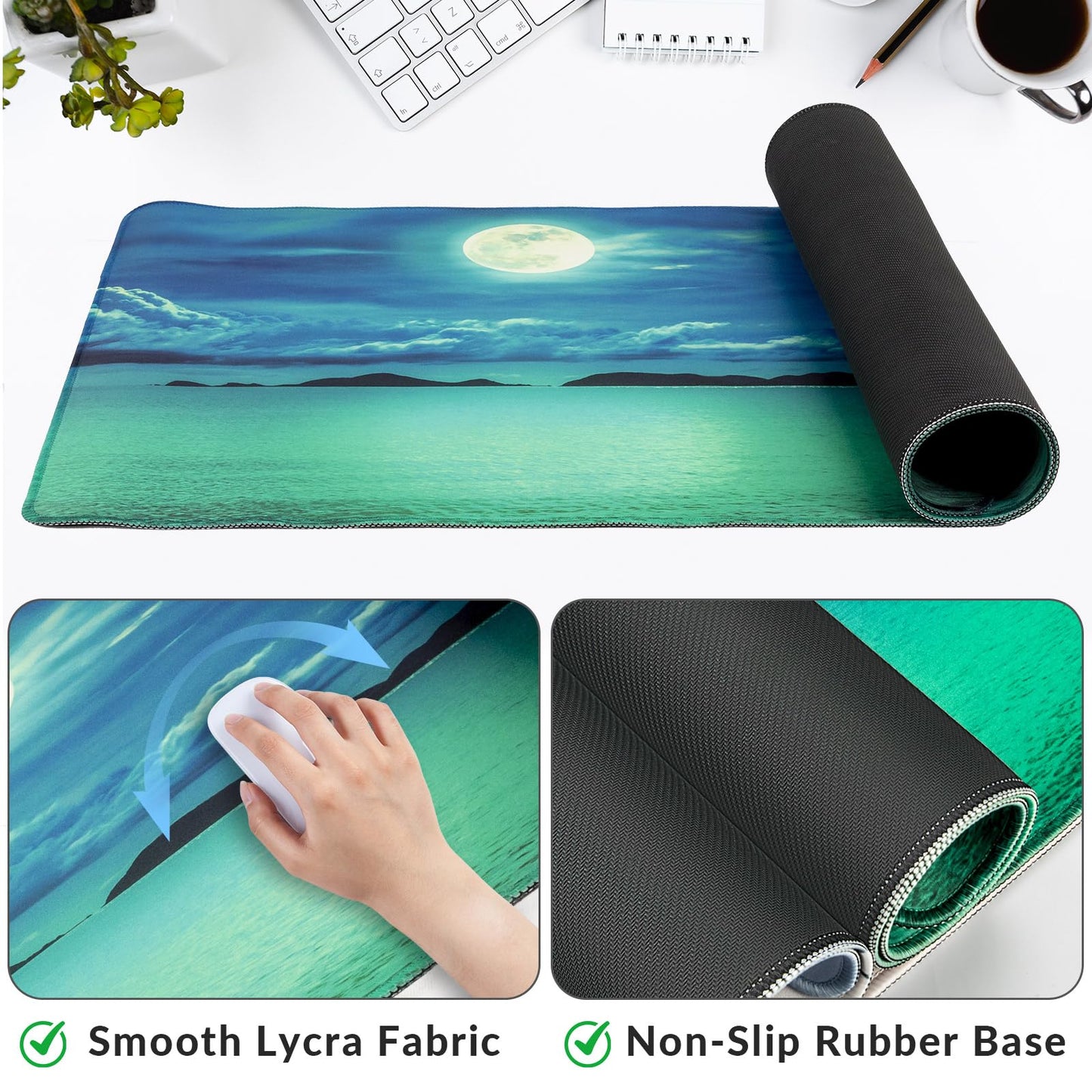 Large Gaming Mouse Pad with Coaster,Desk Matt for Desktop,Desk Mat-Ocean