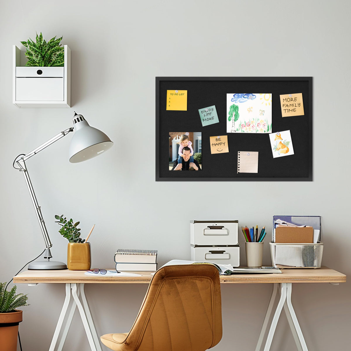 DAHAPYBOO Cork Board with Linen Black,Bulletin Board 30"x20"