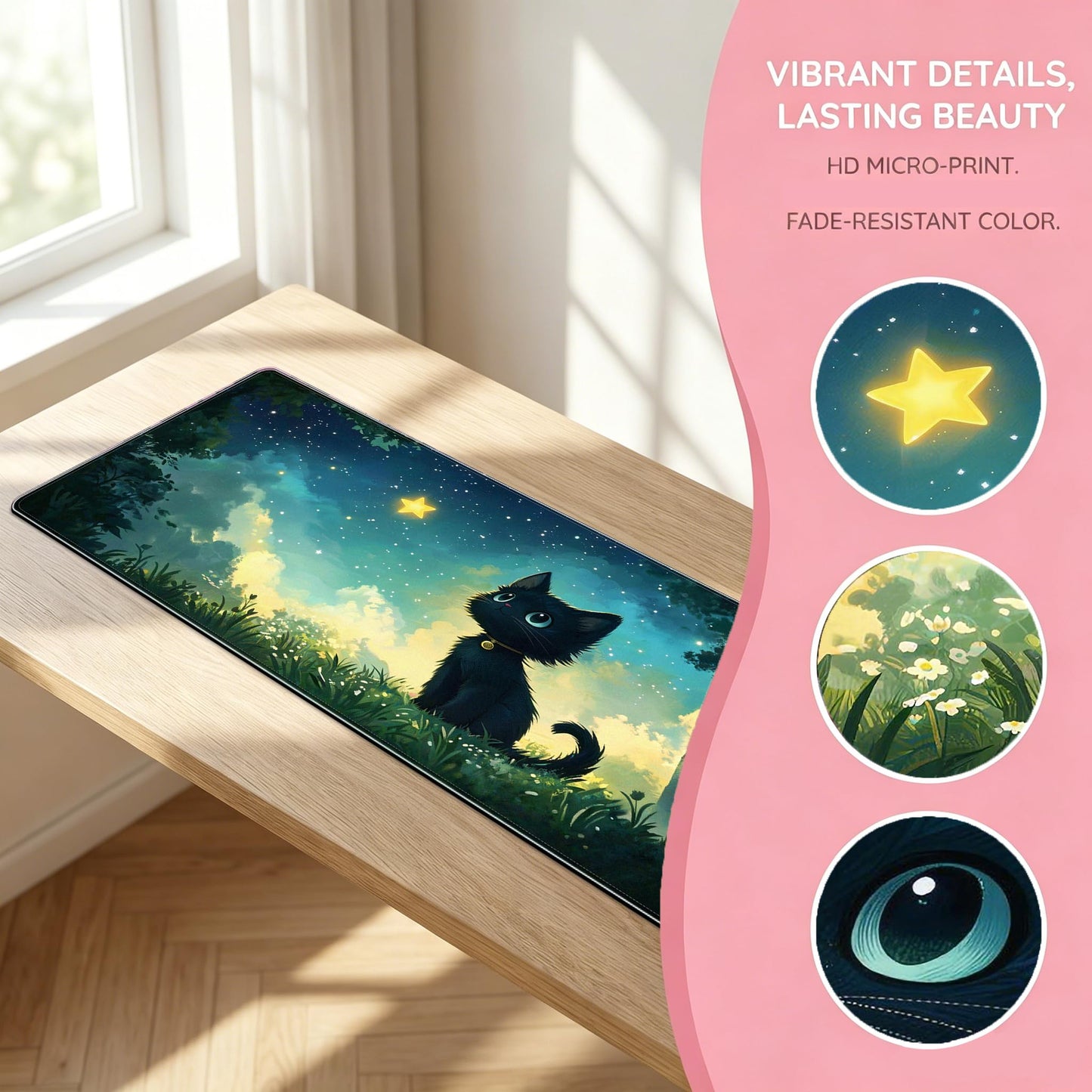 PEPYJAN Large Mouse Pad, Rubber, Non-Slip, Fade-Resistant, for Gaming and Office, 31.5 x 11.8