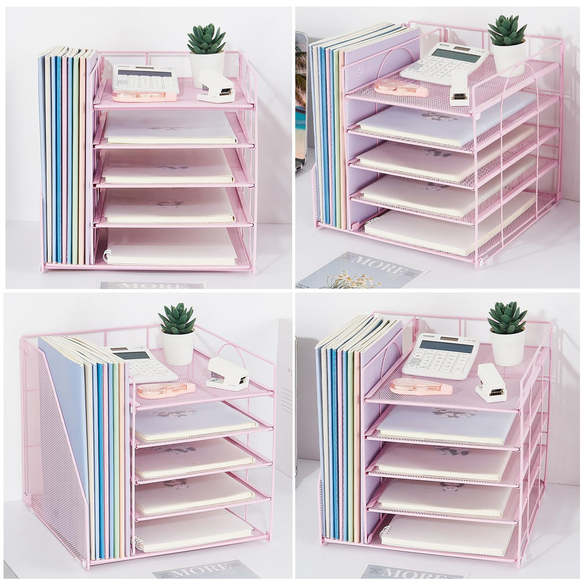 LEKETREE Desk Organizers and Accessories, 5-Tier Paper Letter Tray Organizer with File Holder