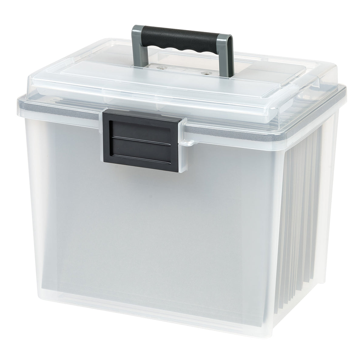 IRIS USA 19 Quart WEATHERPRO Plastic Office Storage Portable Letter Size File Box with
