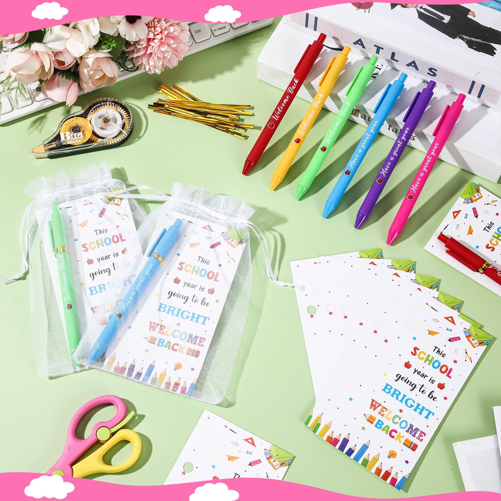 Marspark 30 Set Welcome Back to School Gifts Bulk Ballpoint Pens and Cards