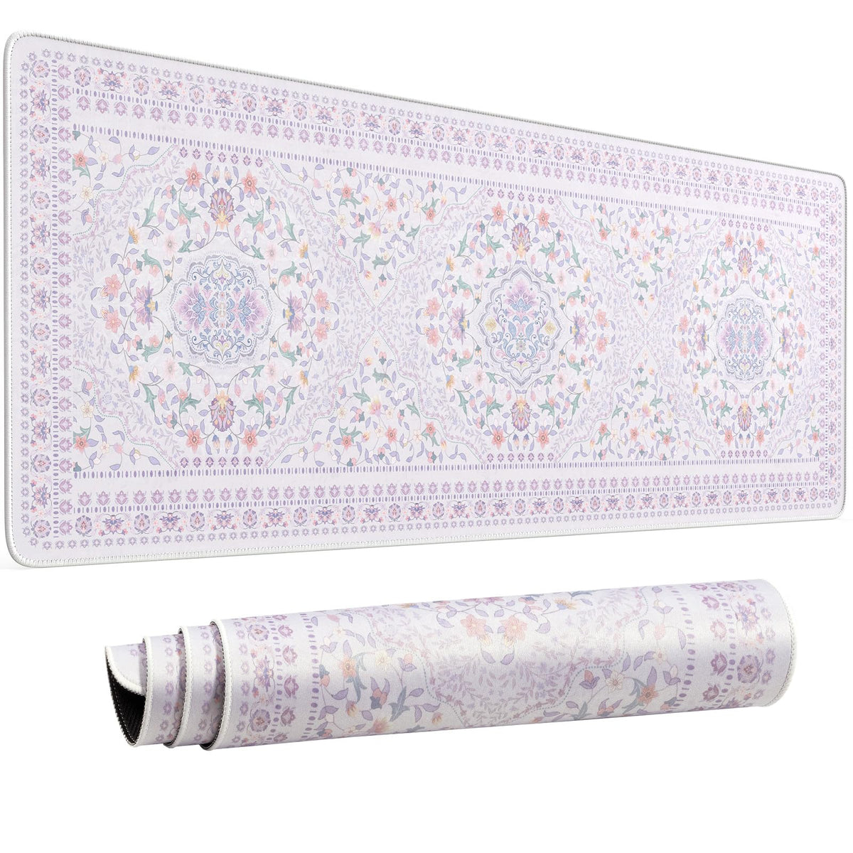 HAOCOO Purple Floral Keyboard Pad, 31.5" x 11.8" Desk Mat for Home Study