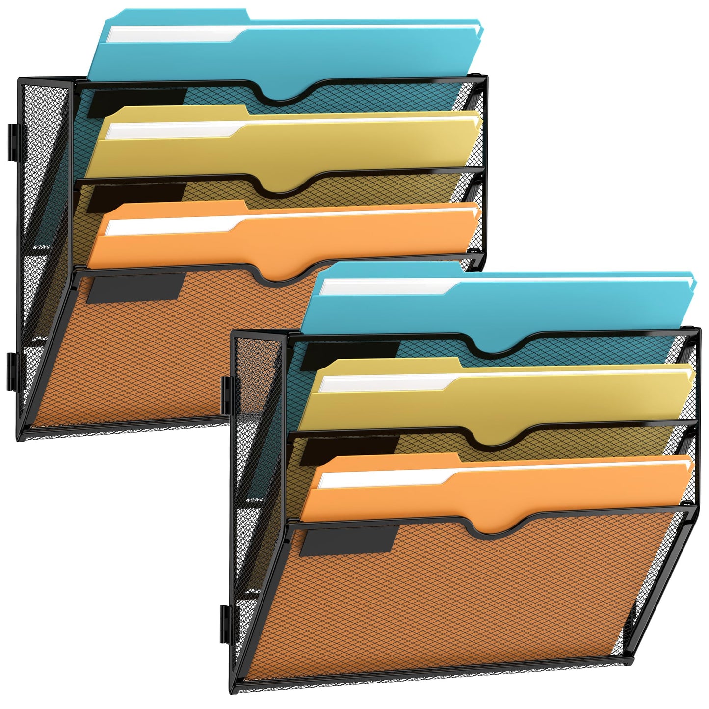 SUPEASY 3 Tier Wall File Organizer, Hanging Wall Mounted Mail Organizer with Label Slots, Metal
