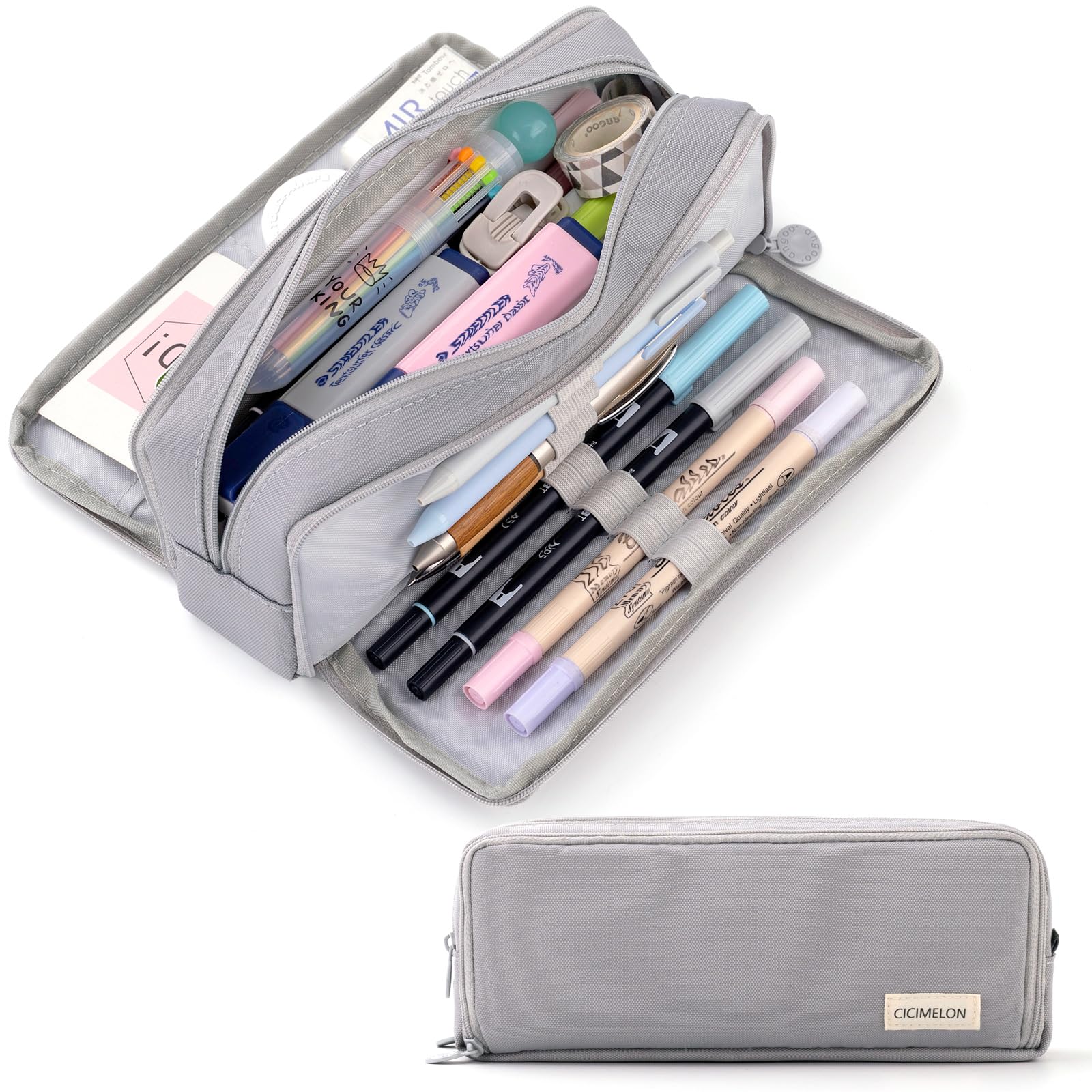 CICIMELON Large Capacity Pencil Case 3 Compartment Pouch Pen Bag for School Teen Girl Boy Men Women