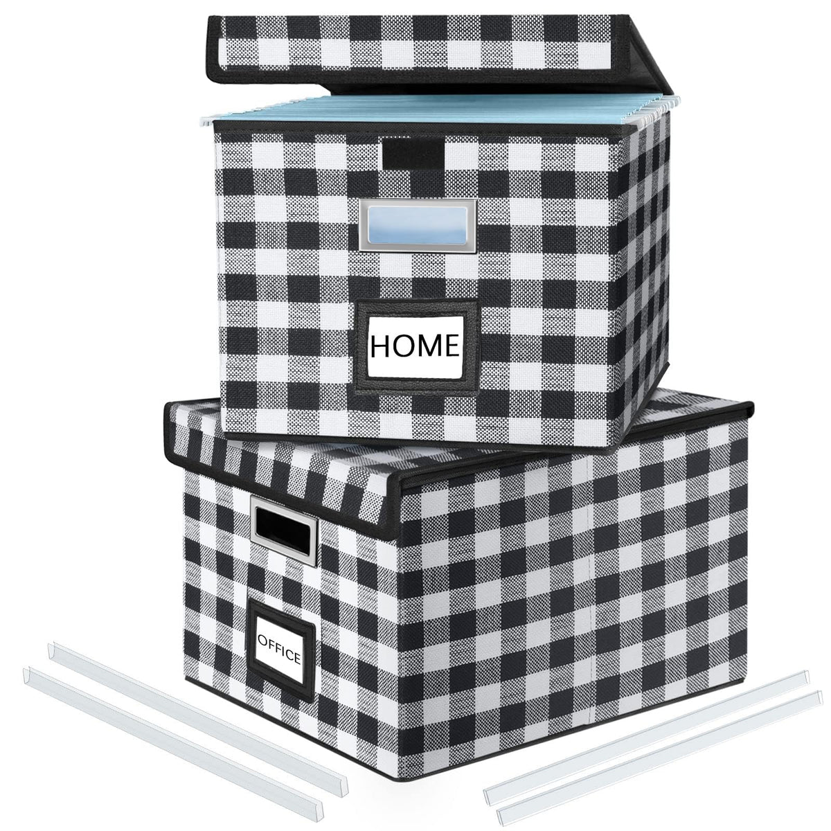 Huolewa File Organizer Box with Lids, Collapsible File Folder Organizer