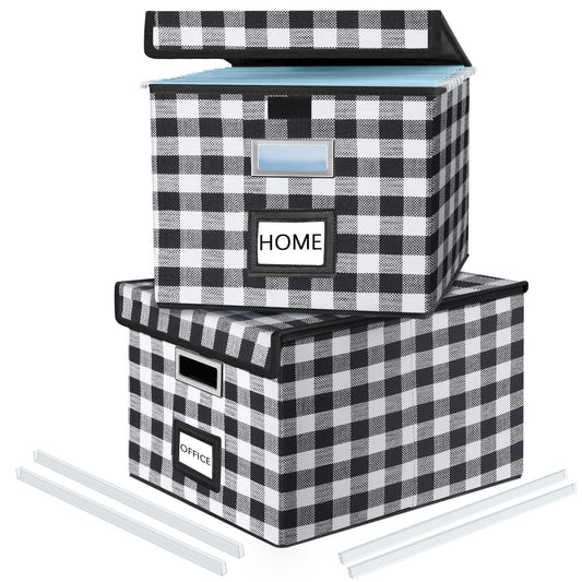 Huolewa File Organizer Box with Lids, Collapsible File Folder Organizer