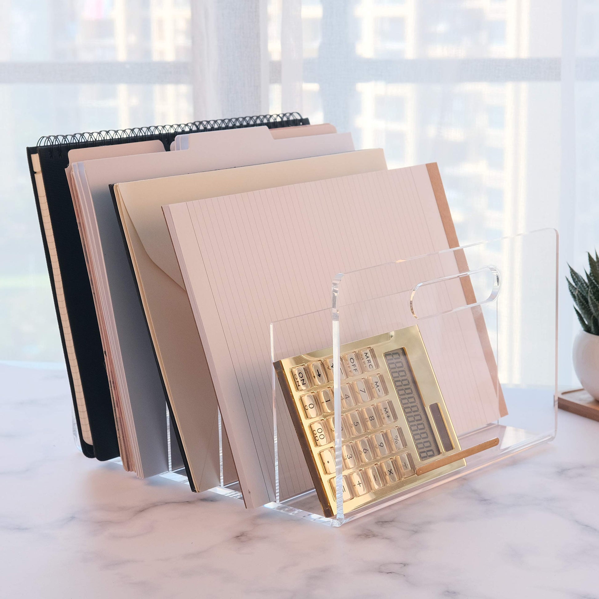 EXPUTRAN Acrylic File Sorter, Desktop File Collator Office File Organizer, Clear 11.4" x 6.7" x 10"