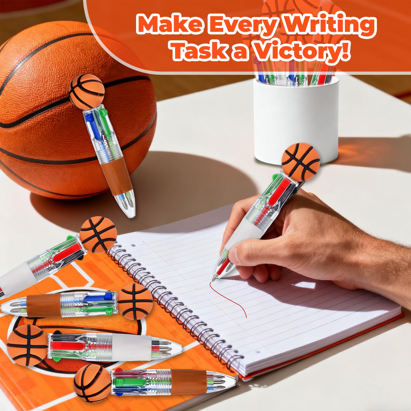 Zhirlyn Basketball Party Favors Basketball Pens Mini Multicolor Pen in One Cute Fun 4-in-1 Pens