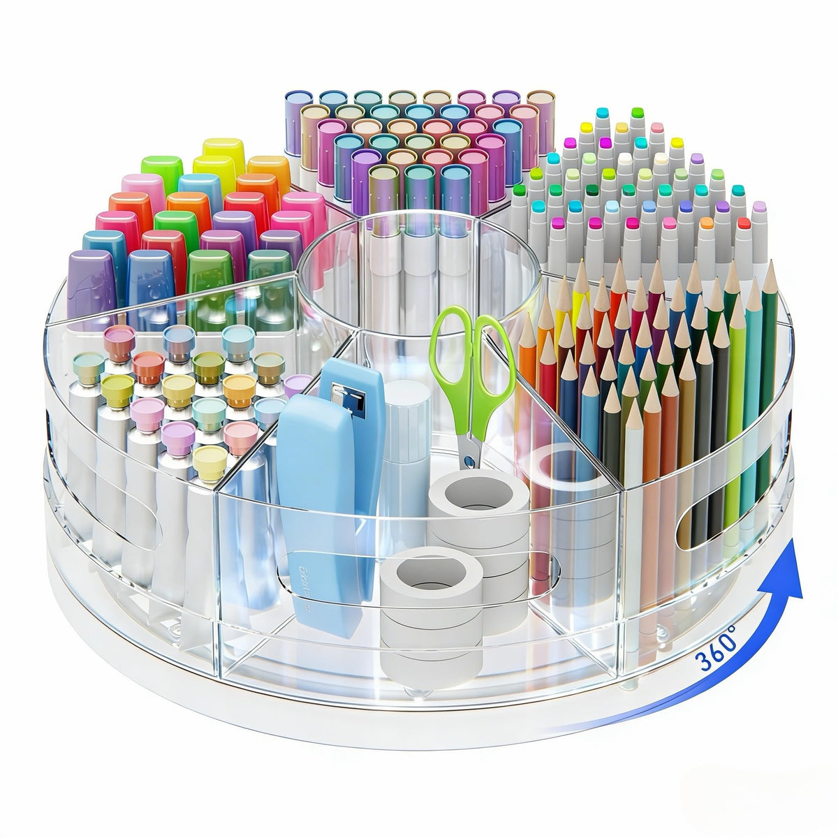 CraftGenes Clear Rotating Organizer, Acrylic Pen Holder, Marker Organizer