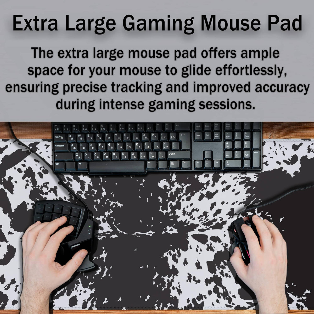 Samgula Big Mouse Pads Black Gaming Mousepad Computer Desk Mat Cute Desk Mat Non-Slip Rubber Base